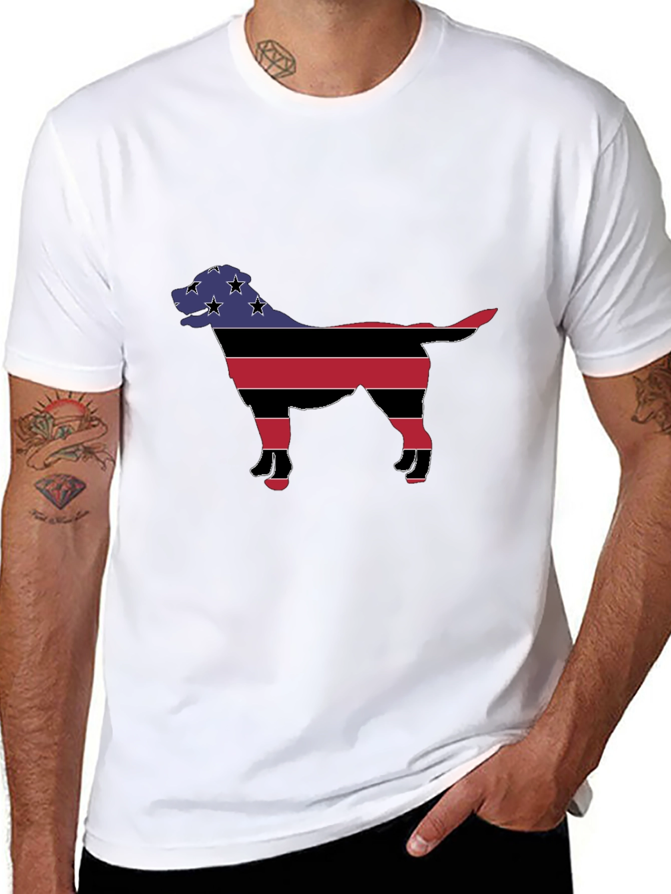 Patriotic Dog Silhouette Graphic Tee