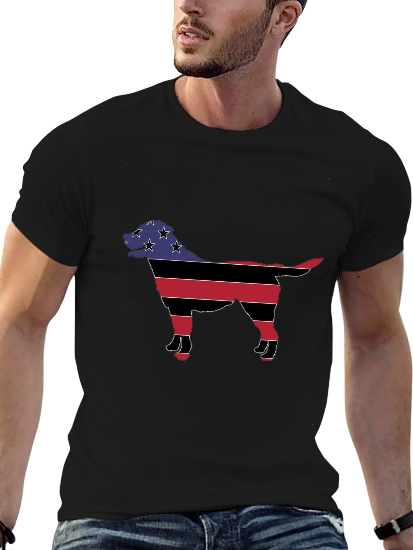 Patriotic Dog Silhouette Graphic Tee