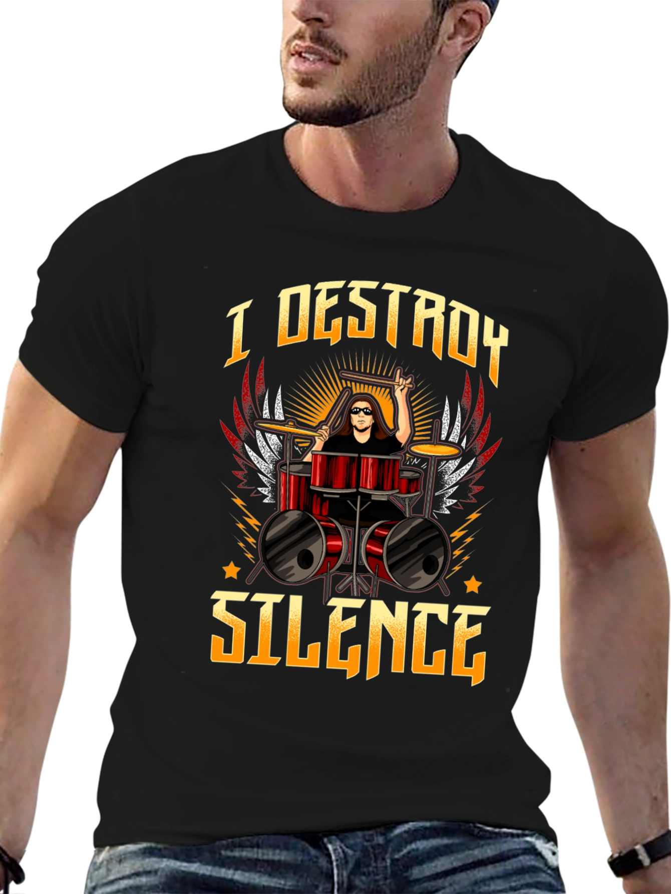 I Destroy Silence Drummer Graphic Tee