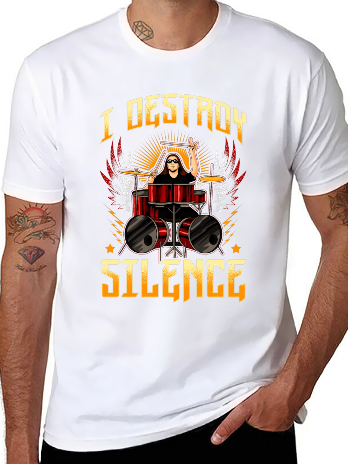 I Destroy Silence Drummer Graphic Tee