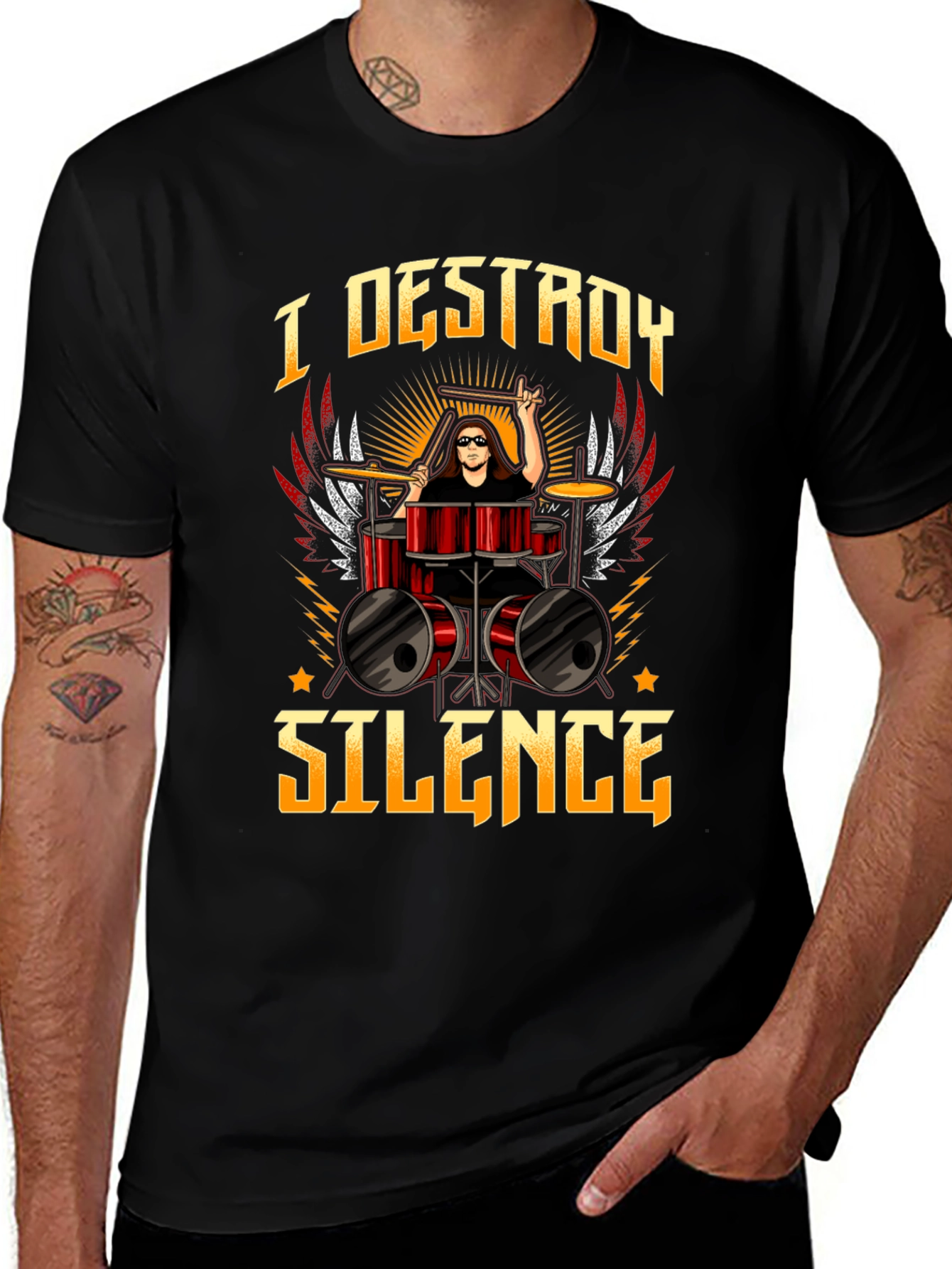 I Destroy Silence Drummer Graphic Tee