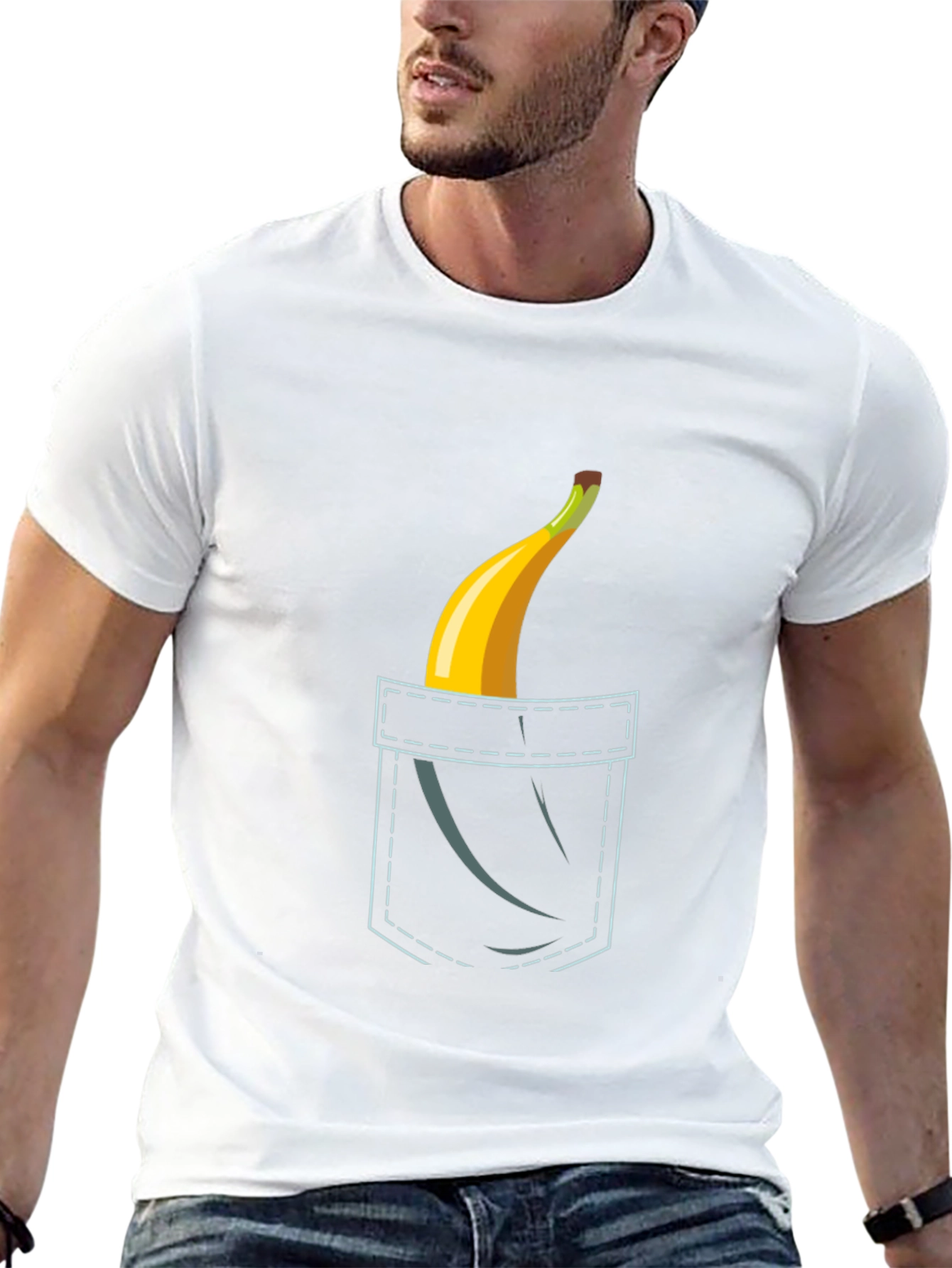 Banana Pocket Graphic Tee - Funny Novelty Shirt
