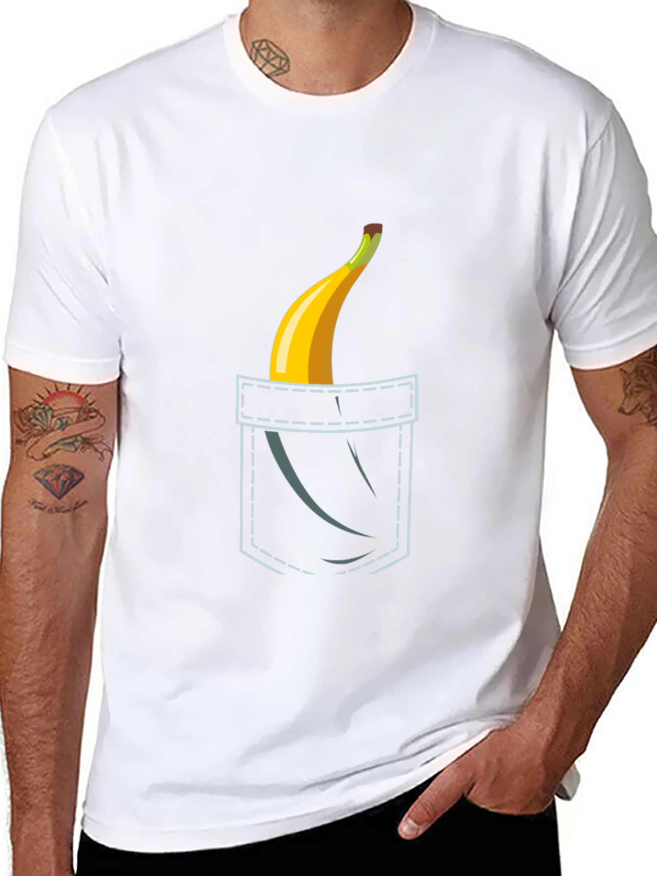 Banana Pocket Graphic Tee - Funny Novelty Shirt
