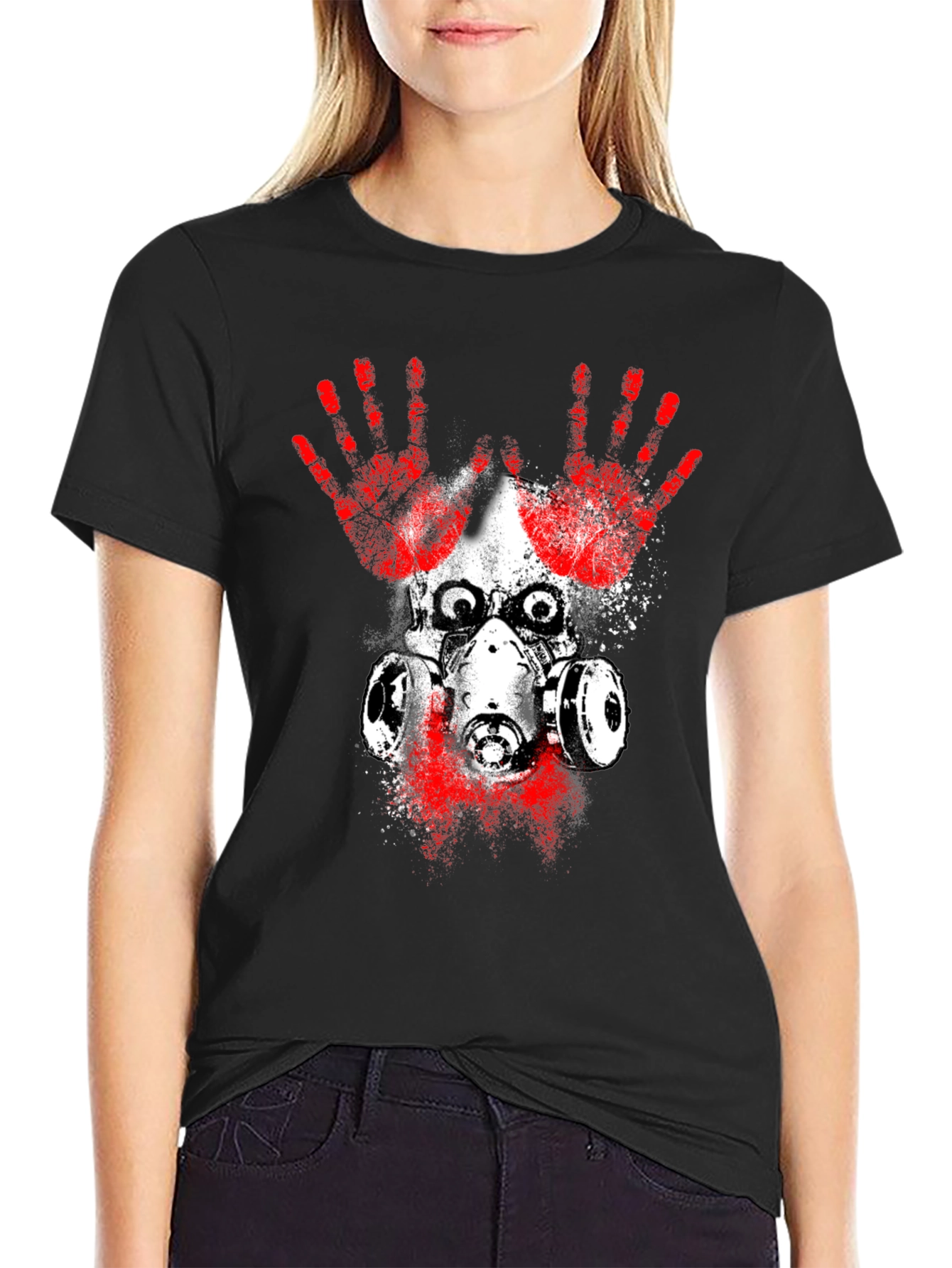 Distressed Gas Mask Graphic T-Shirt