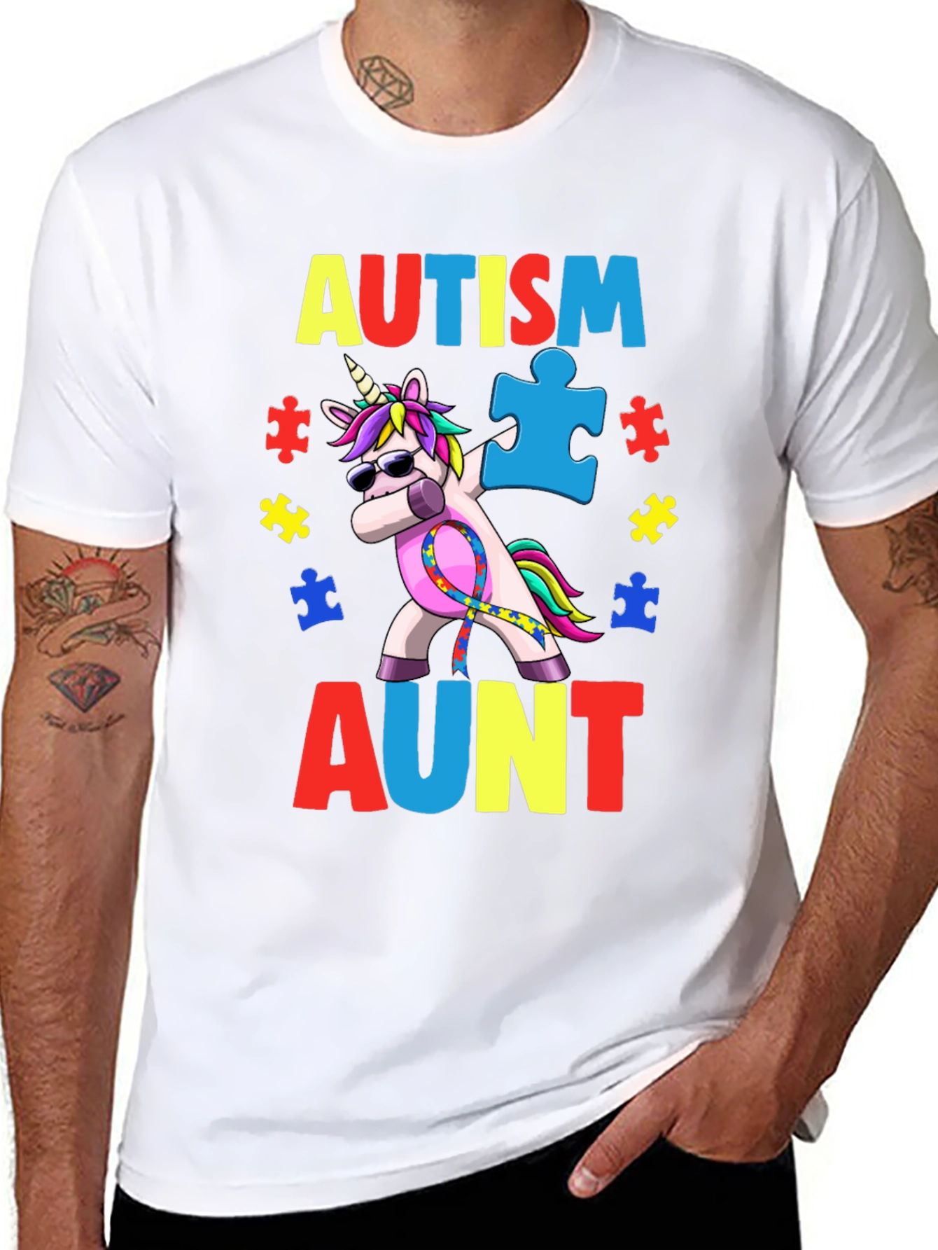 Autism Aunt Unicorn Awareness T-Shirt