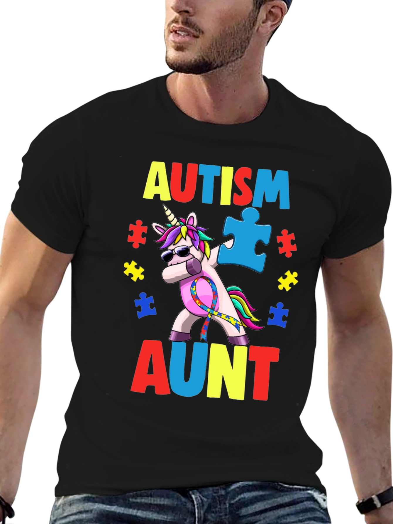 Autism Aunt Unicorn Awareness T-Shirt