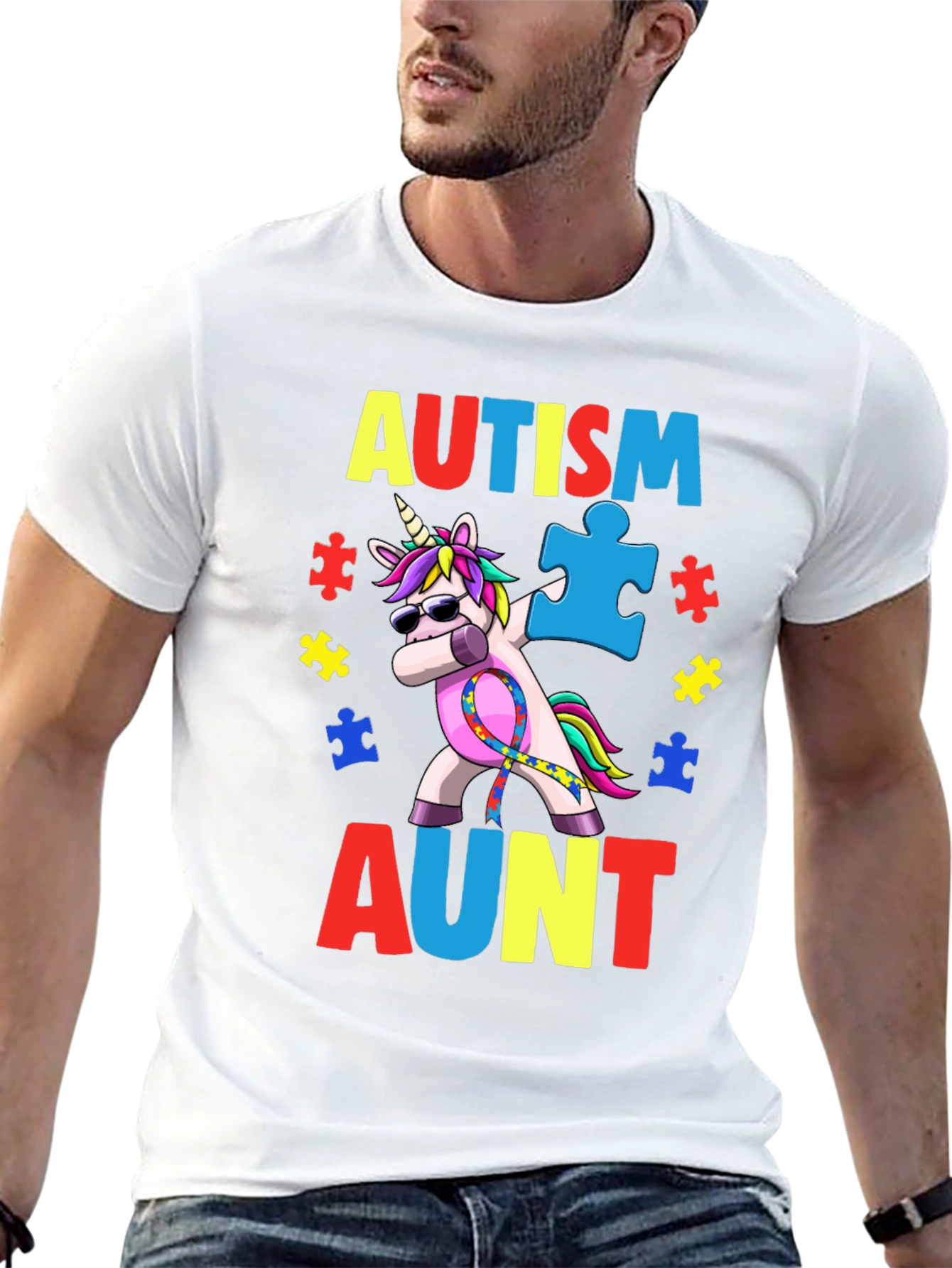 Autism Aunt Unicorn Awareness T-Shirt