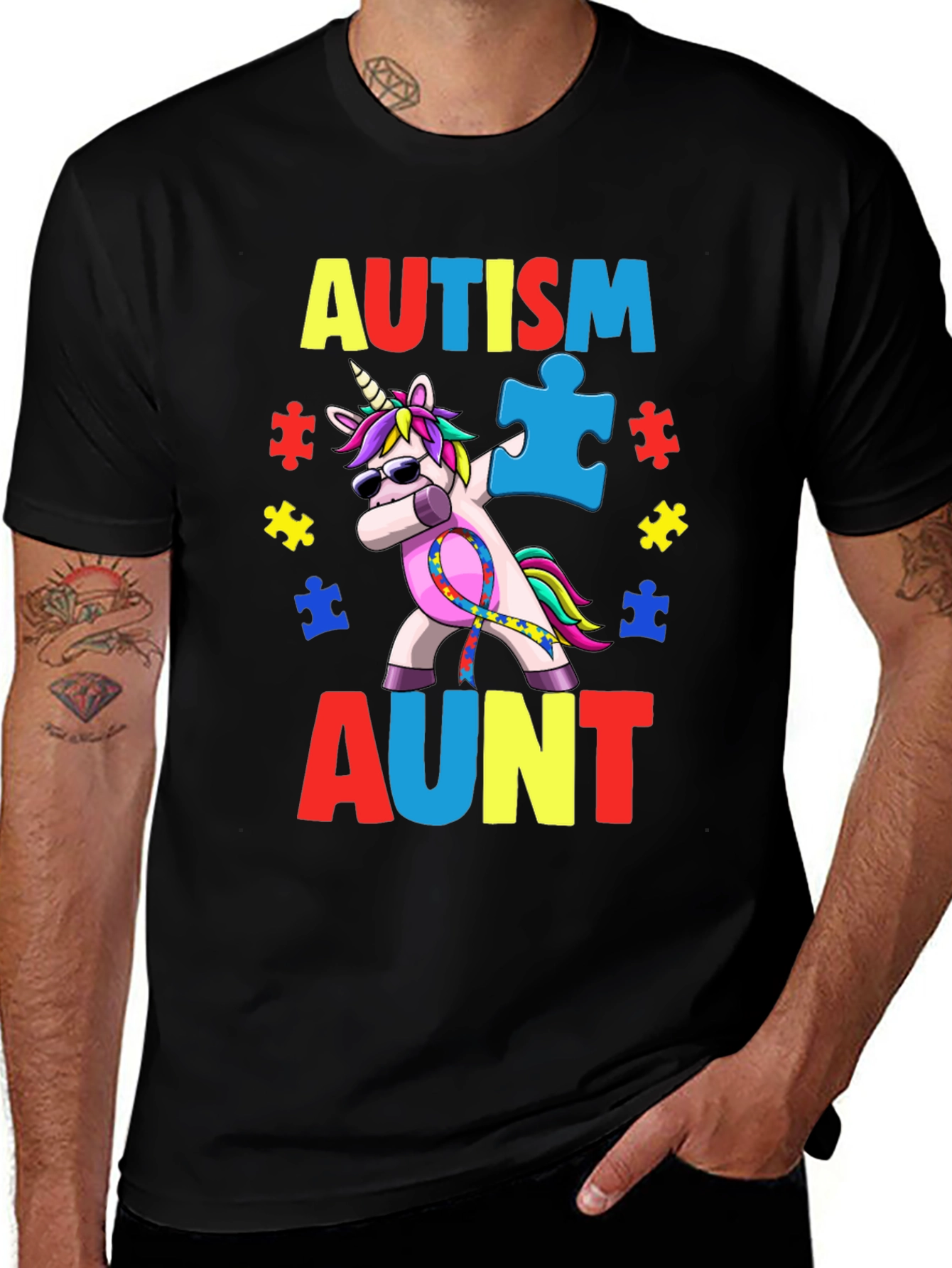 Autism Aunt Unicorn Awareness T-Shirt