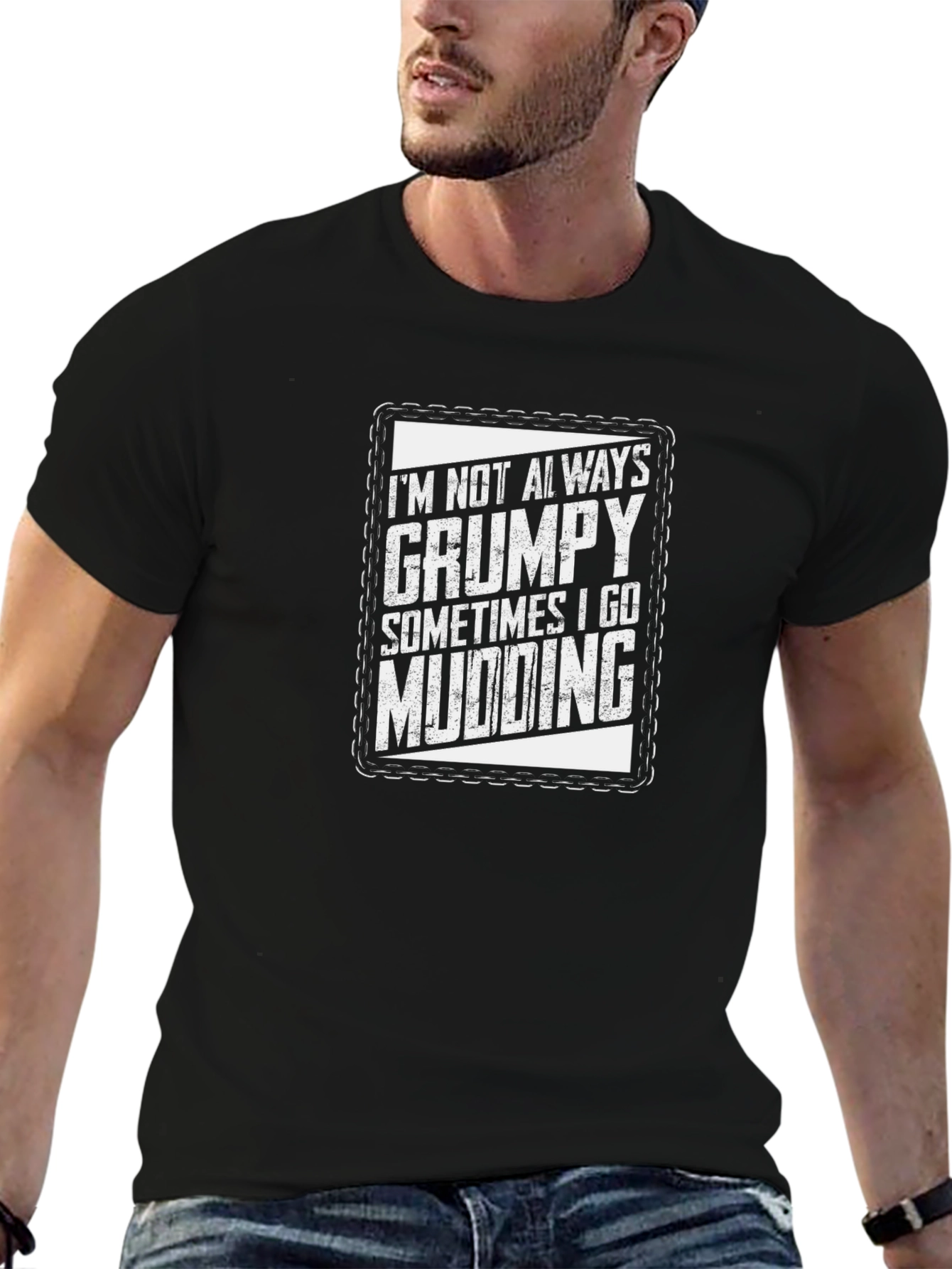 Grumpy Mudding Graphic Tee - Black Cotton T-Shirt