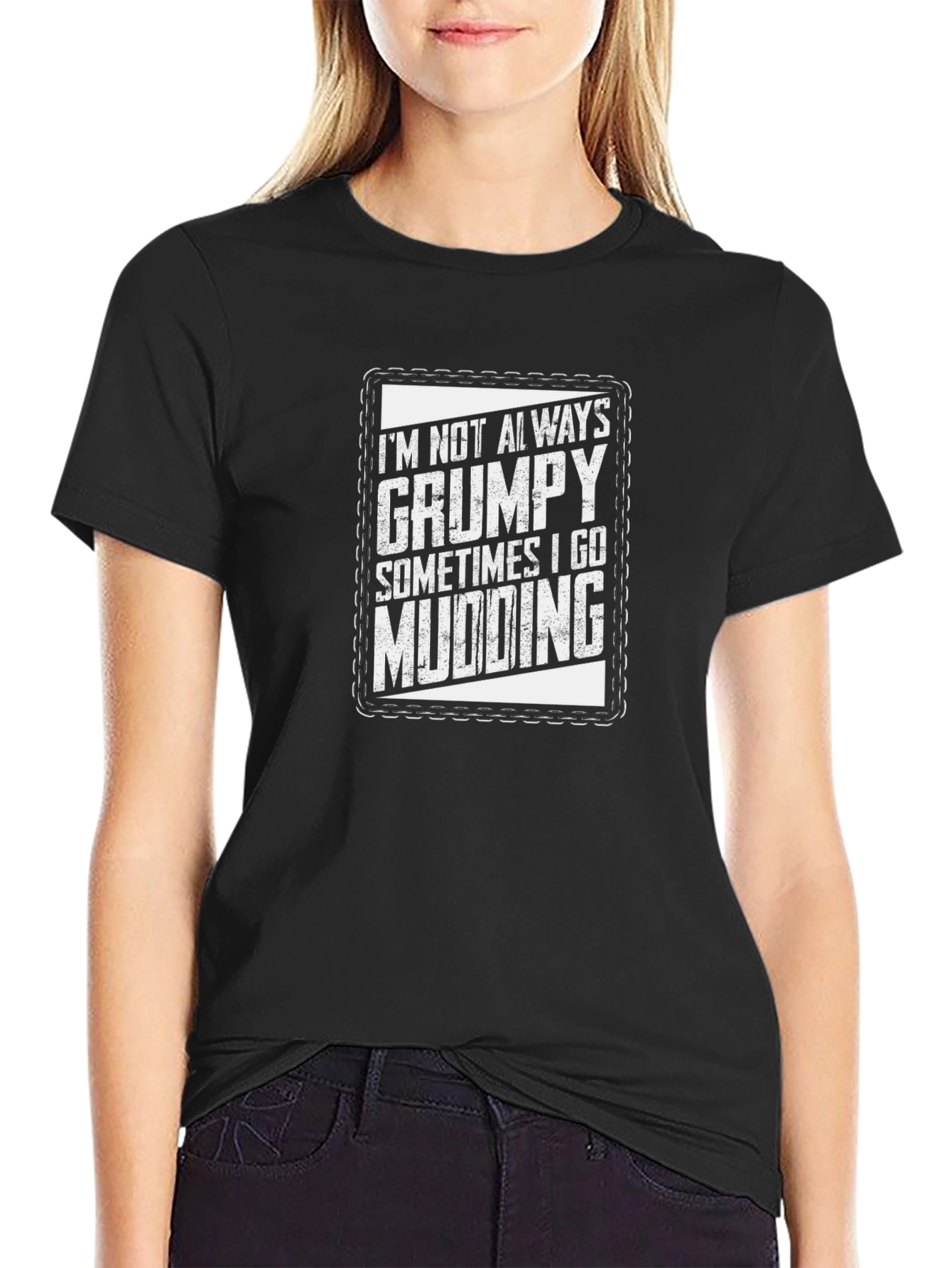 Grumpy Mudding Graphic Tee - Black Cotton T-Shirt