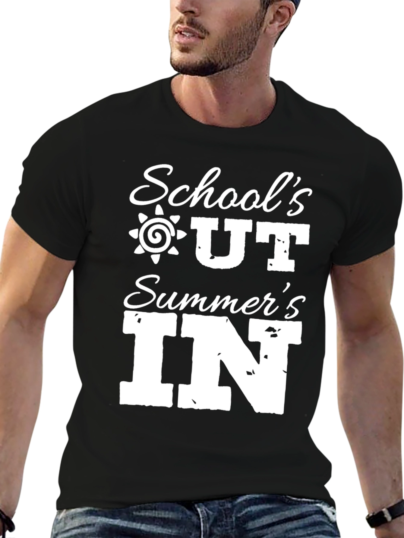 Schools Out Summers In Black Graphic T-Shirt