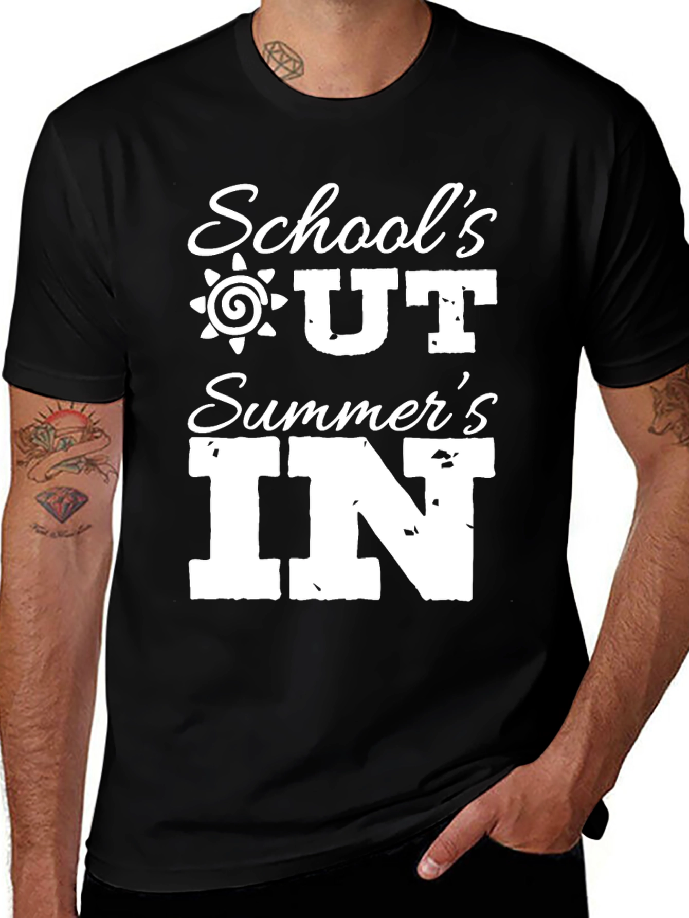 Schools Out Summers In Black Graphic T-Shirt