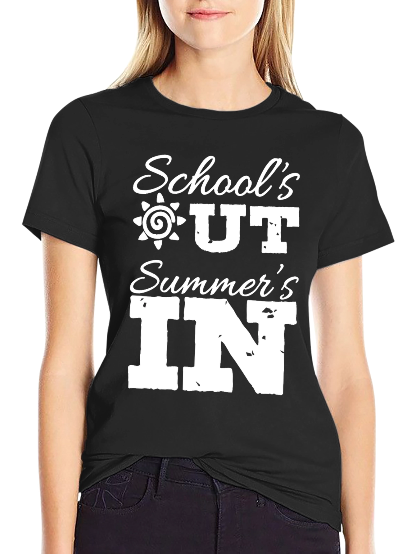 Schools Out Summers In Black Graphic T-Shirt