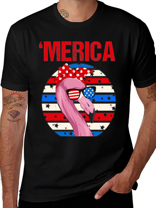 Patriotic Flamingo Merica T-Shirt