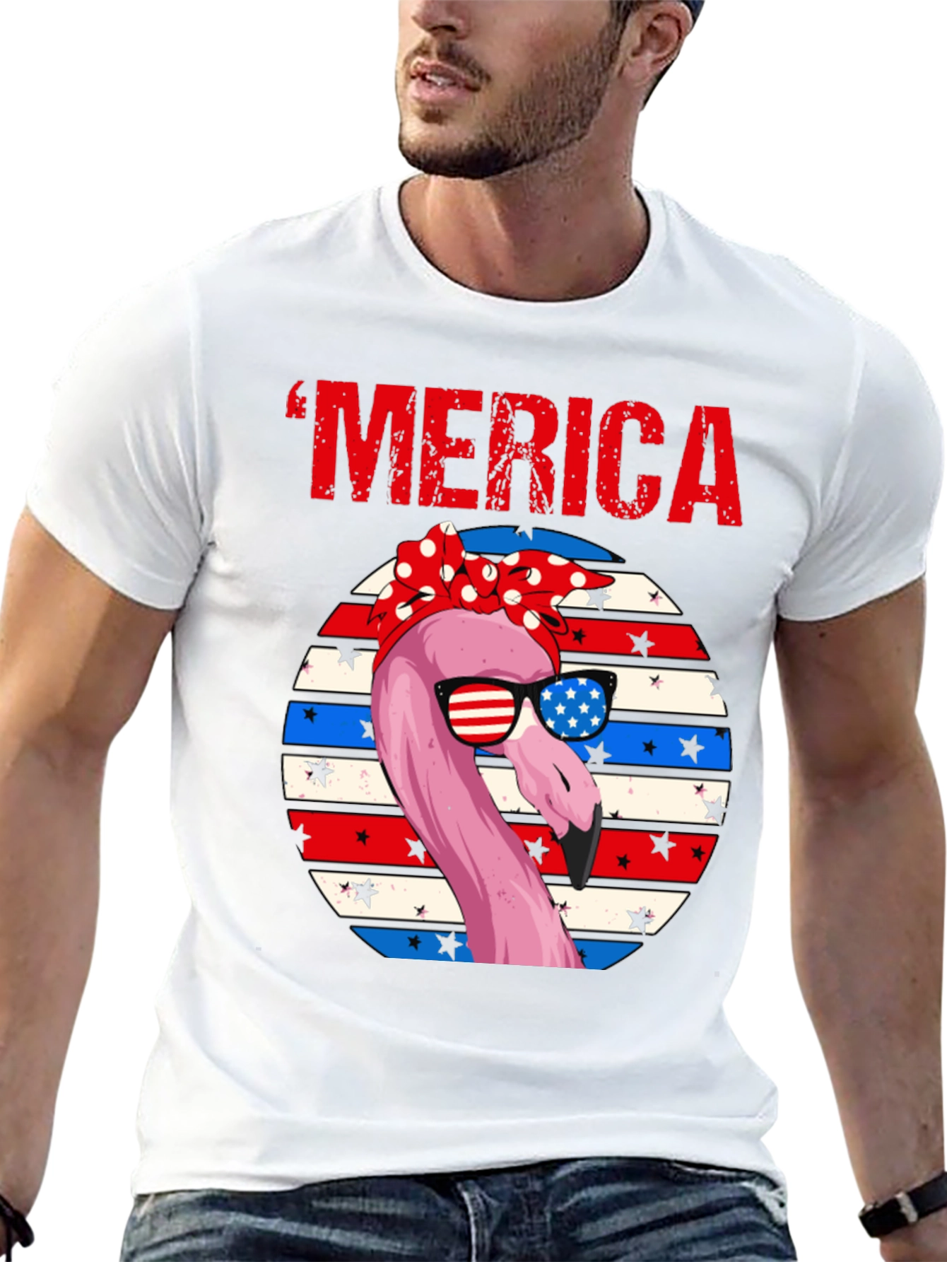 Patriotic Flamingo Merica T-Shirt