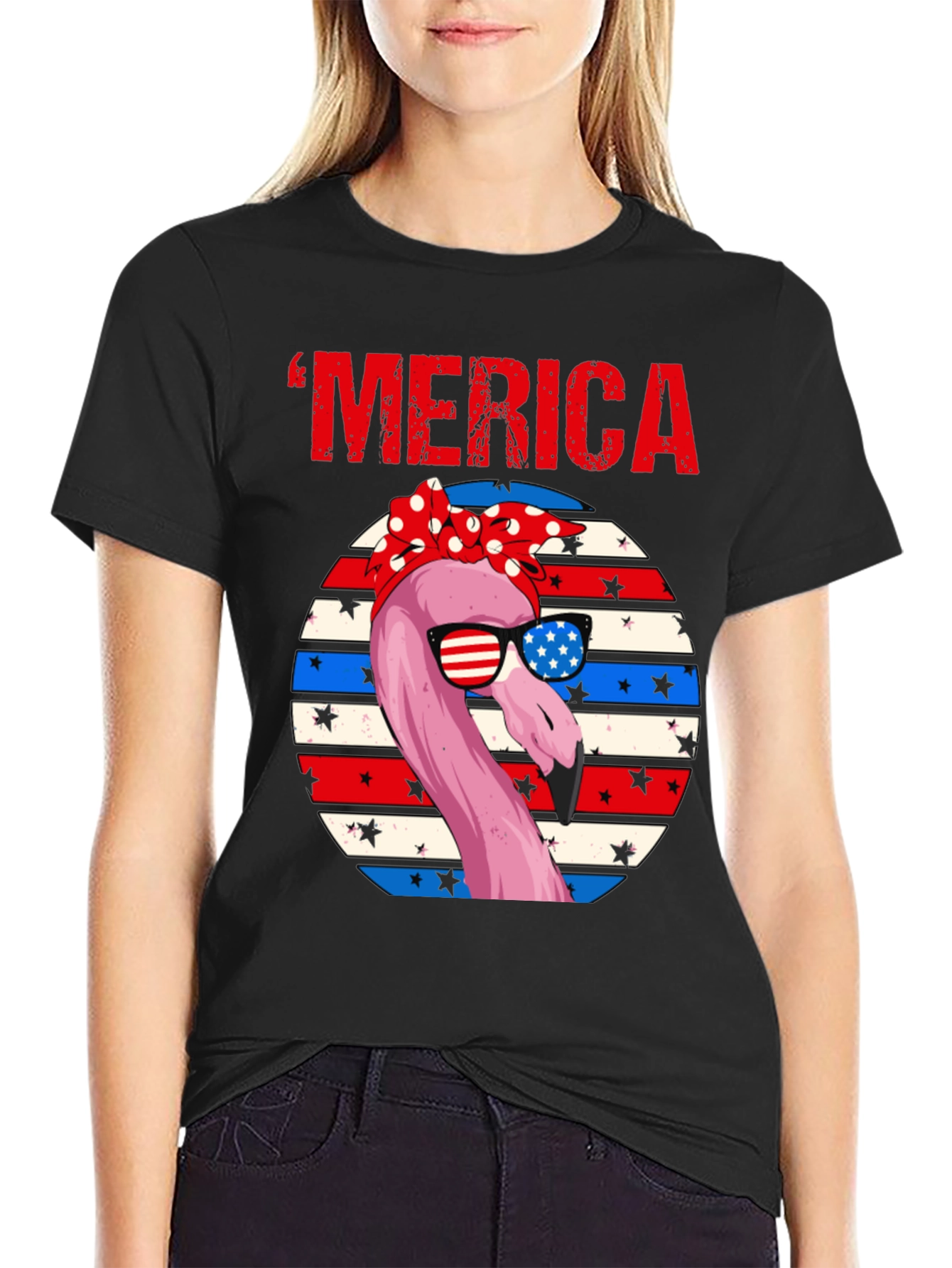 Patriotic Flamingo Merica T-Shirt