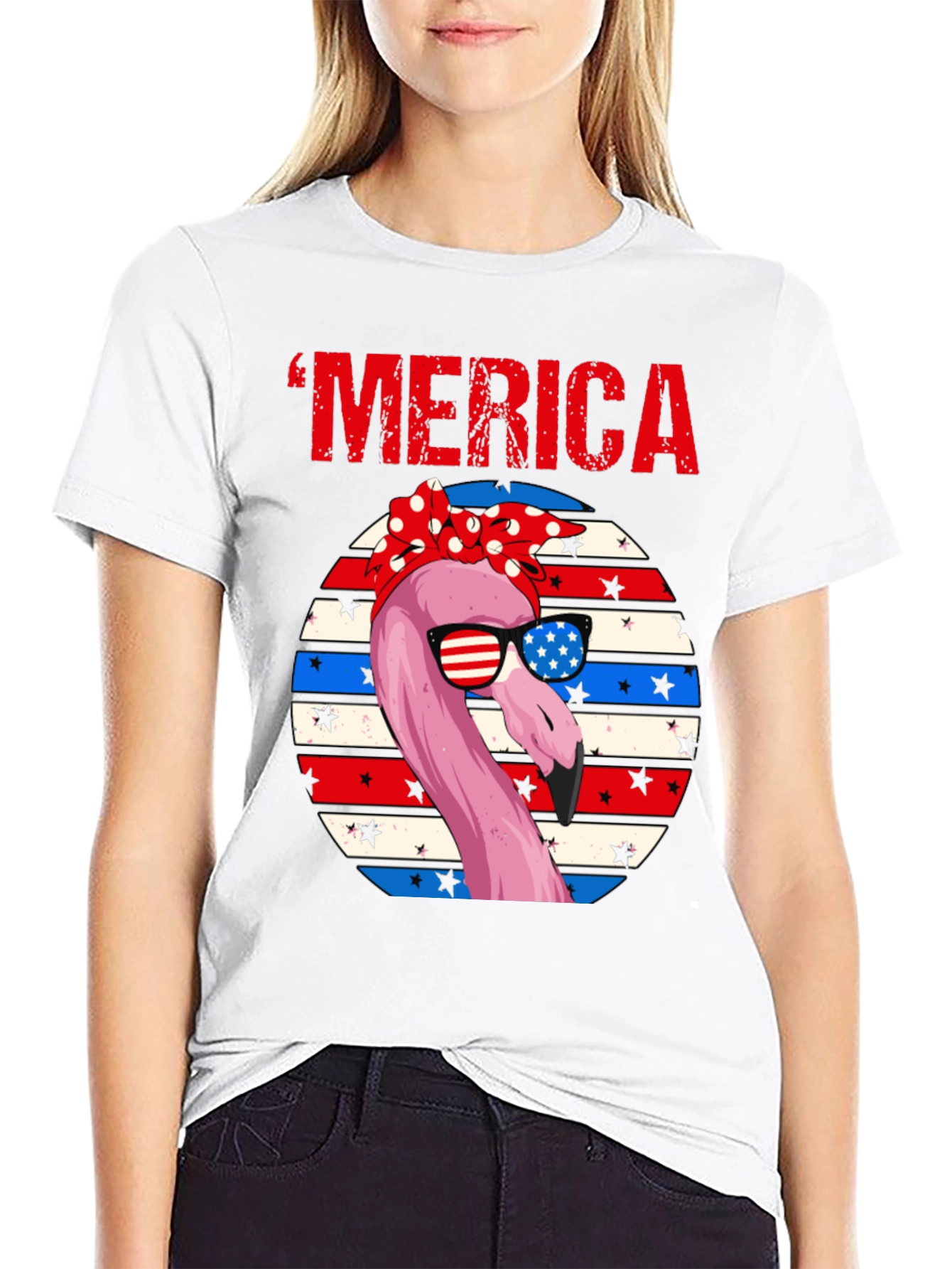 Patriotic Flamingo Merica T-Shirt