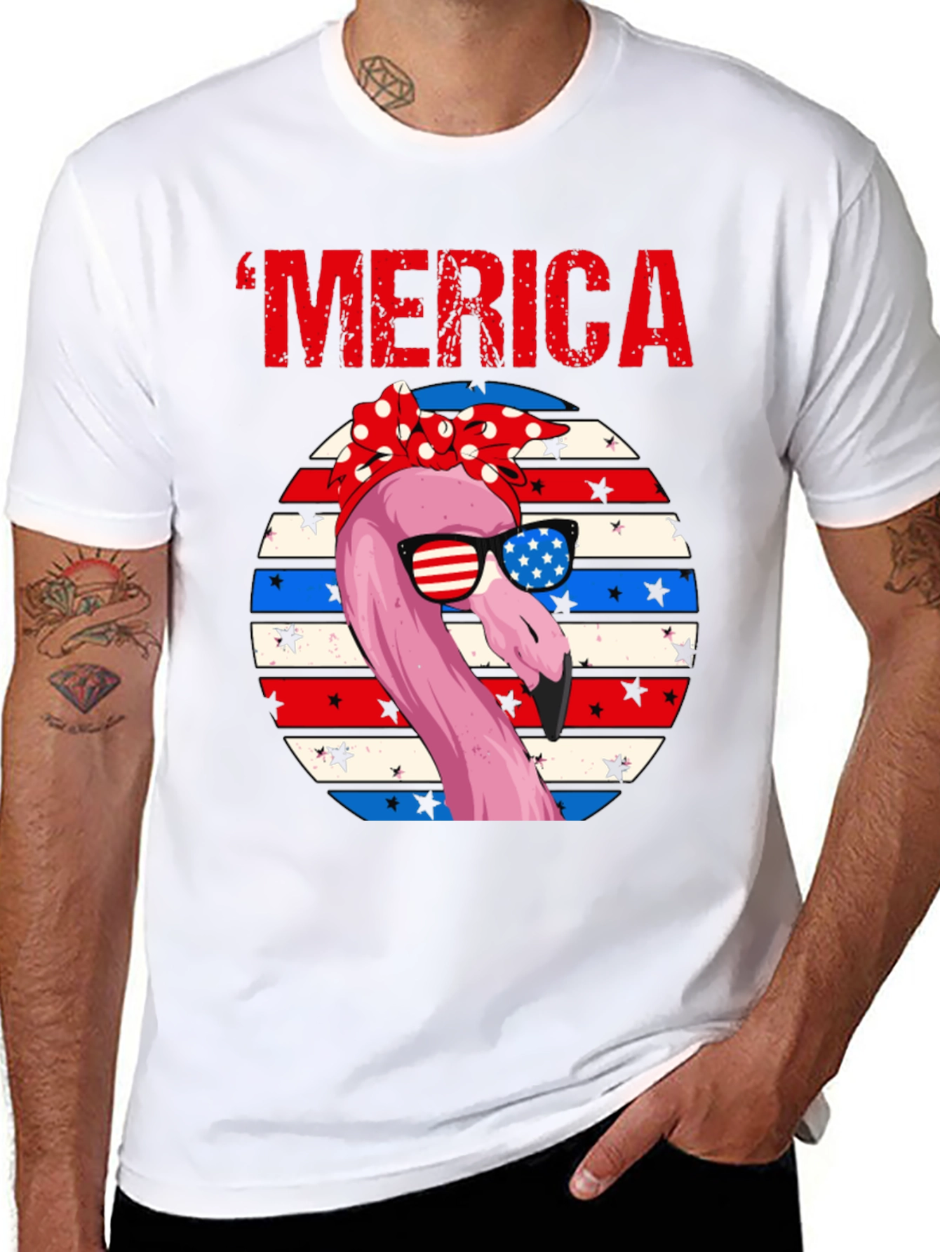 Patriotic Flamingo Merica T-Shirt