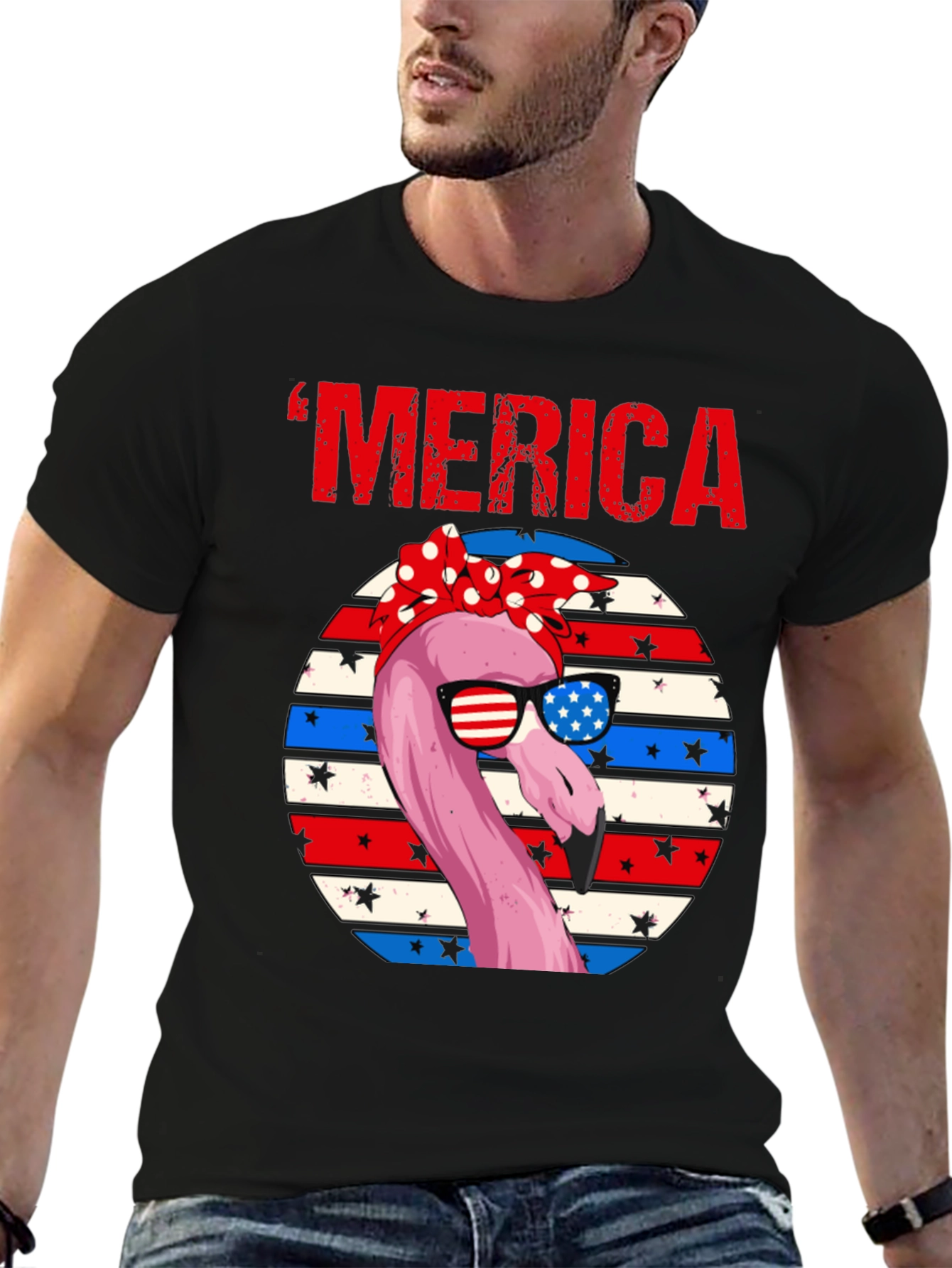 Patriotic Flamingo Merica T-Shirt