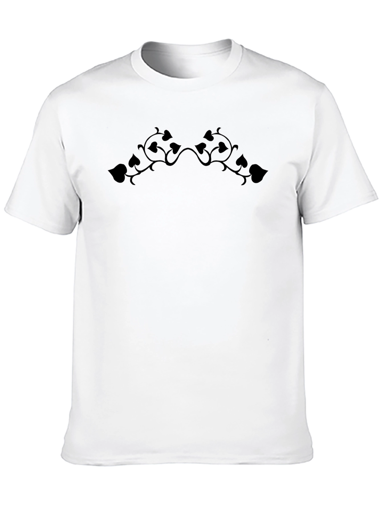 Elegant Black T-Shirt with Vine Design