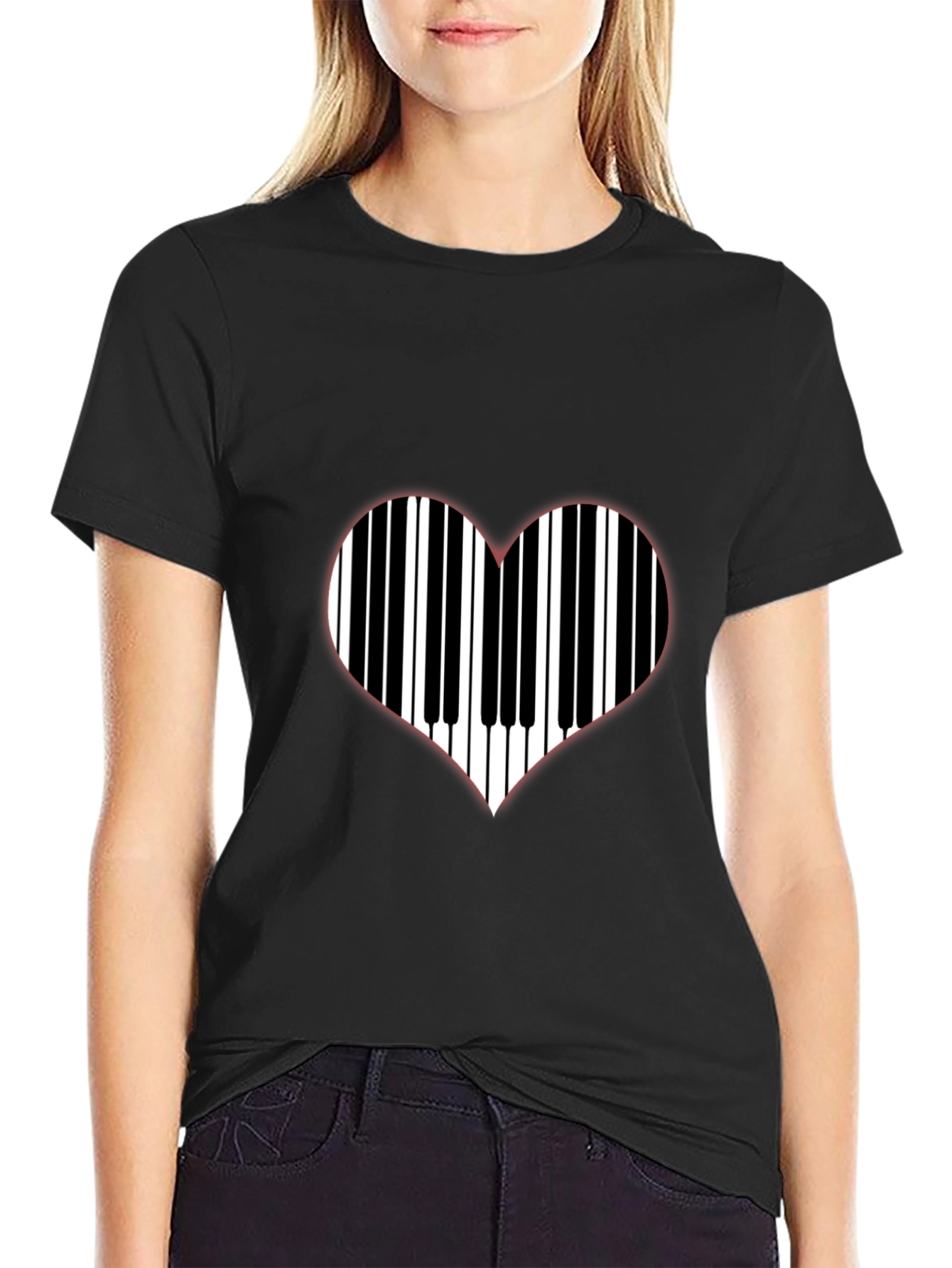 Piano Keys Heart Graphic T-Shirt - Music Lover Tee