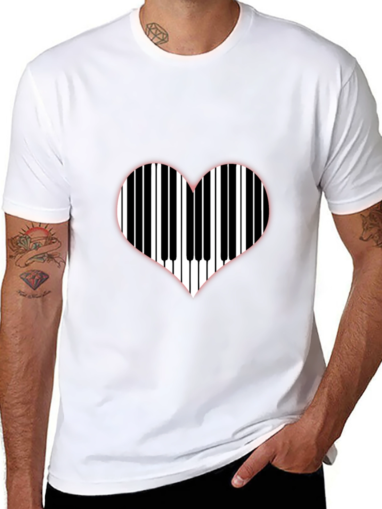 Piano Keys Heart Graphic T-Shirt - Music Lover Tee