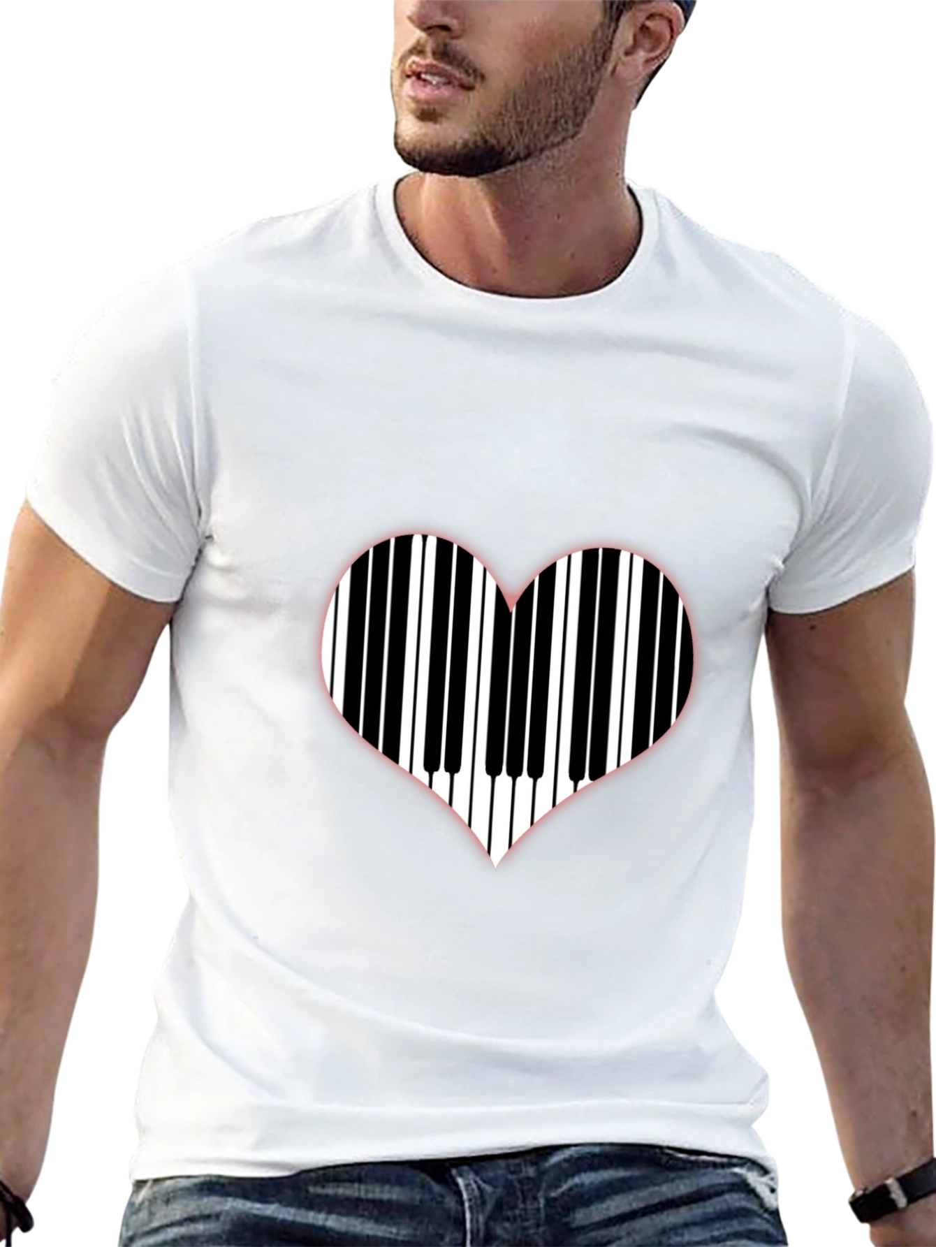 Piano Keys Heart Graphic T-Shirt - Music Lover Tee