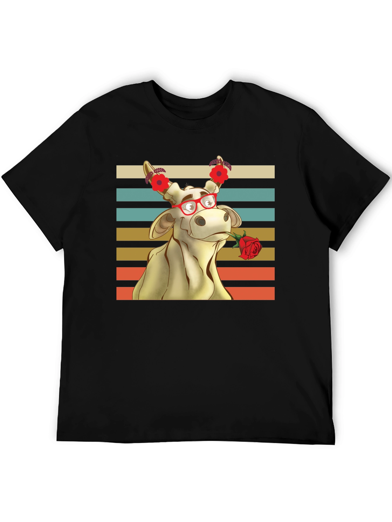 Romantic Cow Graphic Tee - Unique Animal Lover Shirt