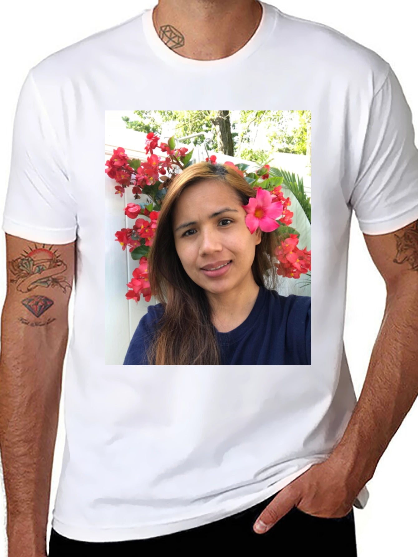 Floral Selfie T-Shirt - Unique Graphic Tee