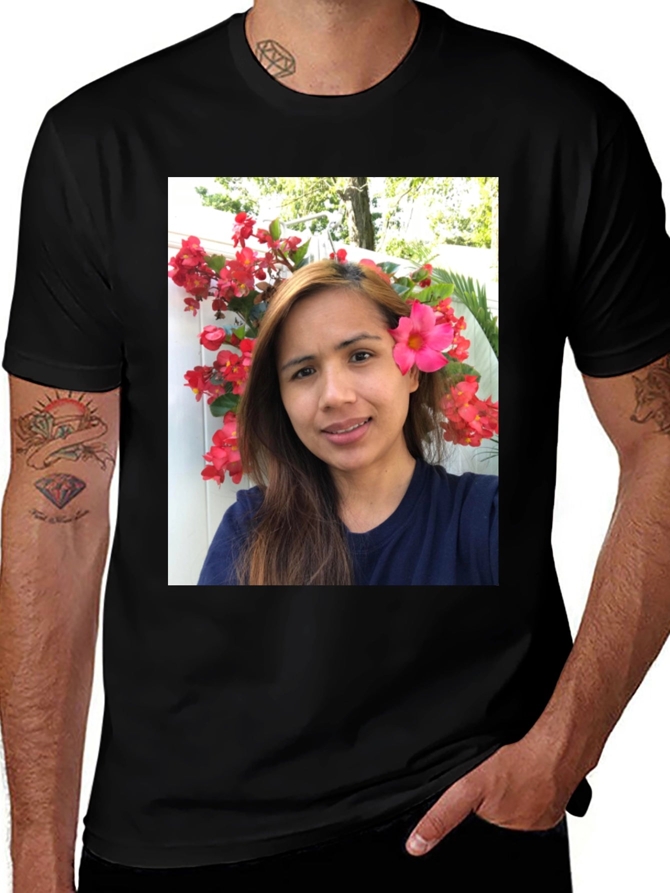 Floral Selfie T-Shirt - Unique Graphic Tee