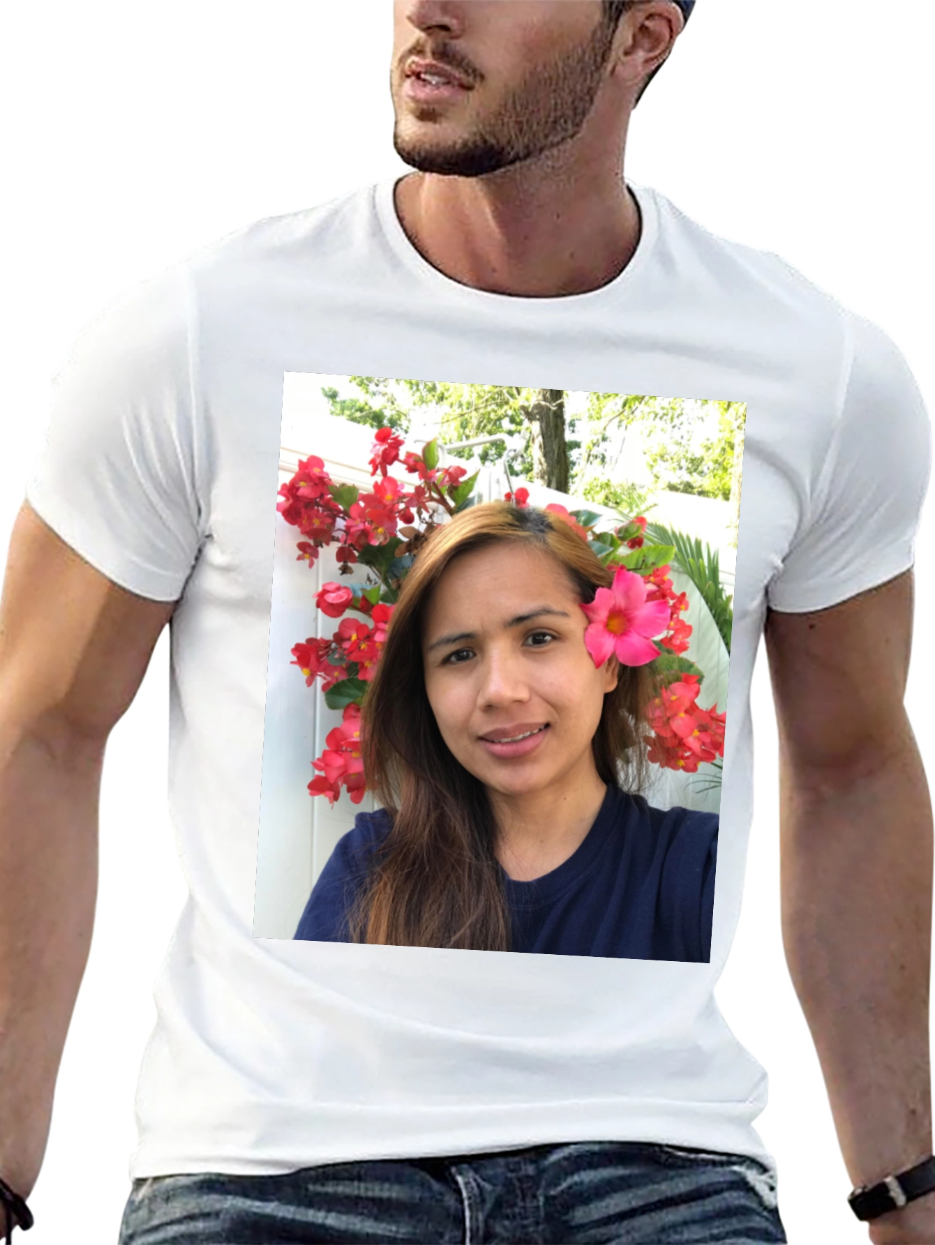 Floral Selfie T-Shirt - Unique Graphic Tee