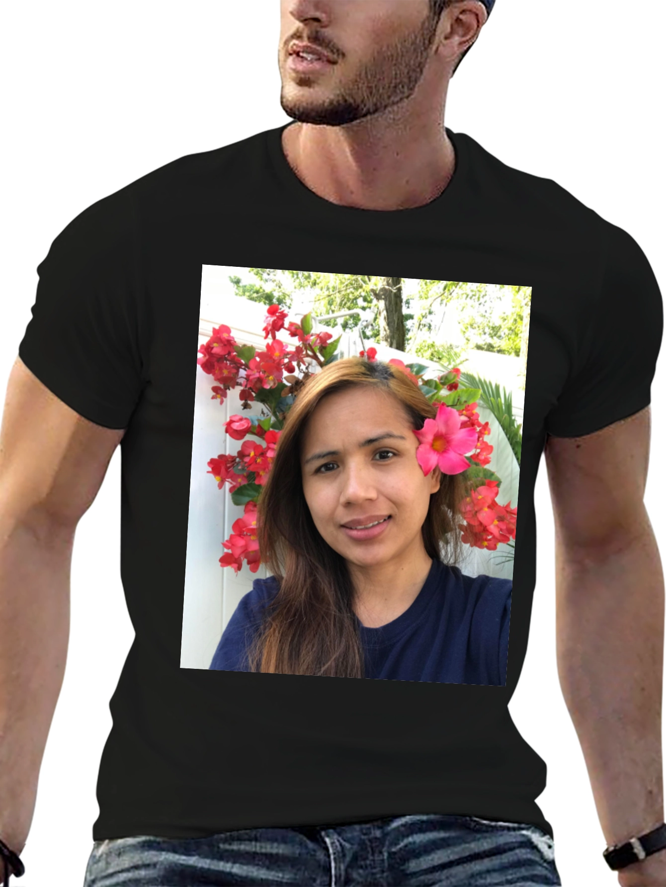 Floral Selfie T-Shirt - Unique Graphic Tee