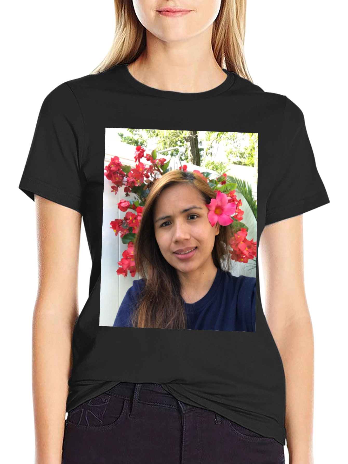 Floral Selfie T-Shirt - Unique Graphic Tee