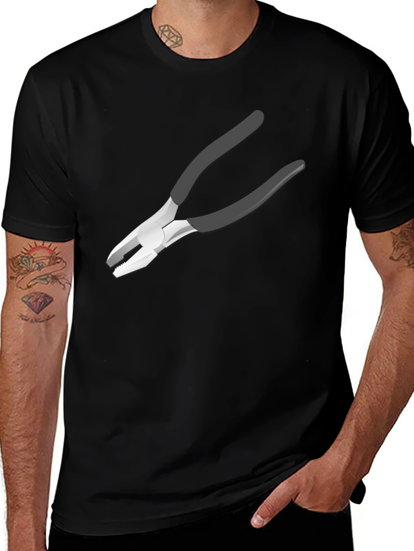 Novelty Pliers Graphic Black T-Shirt