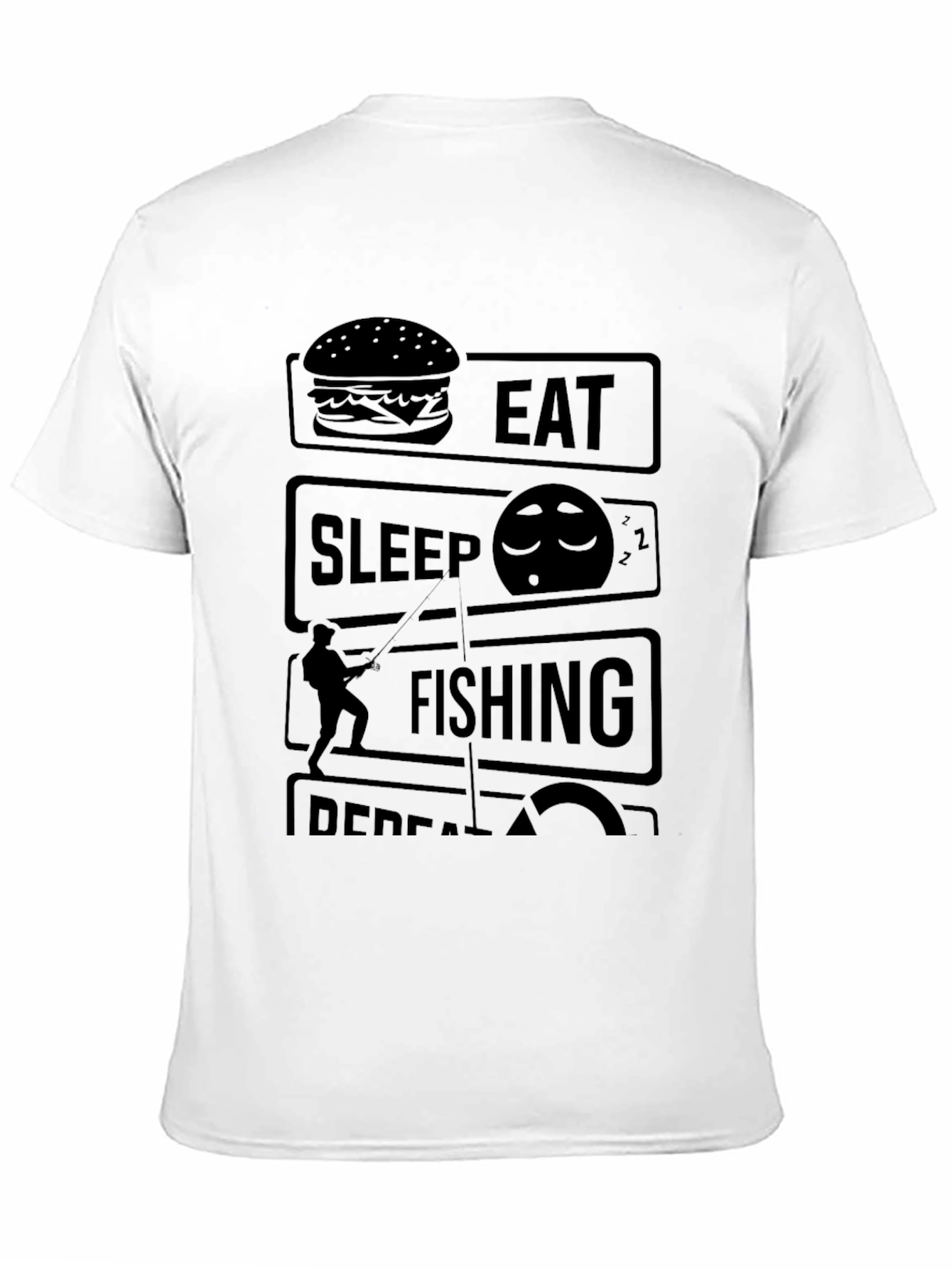 Eat Sleep Fish Repeat Black Graphic Tee