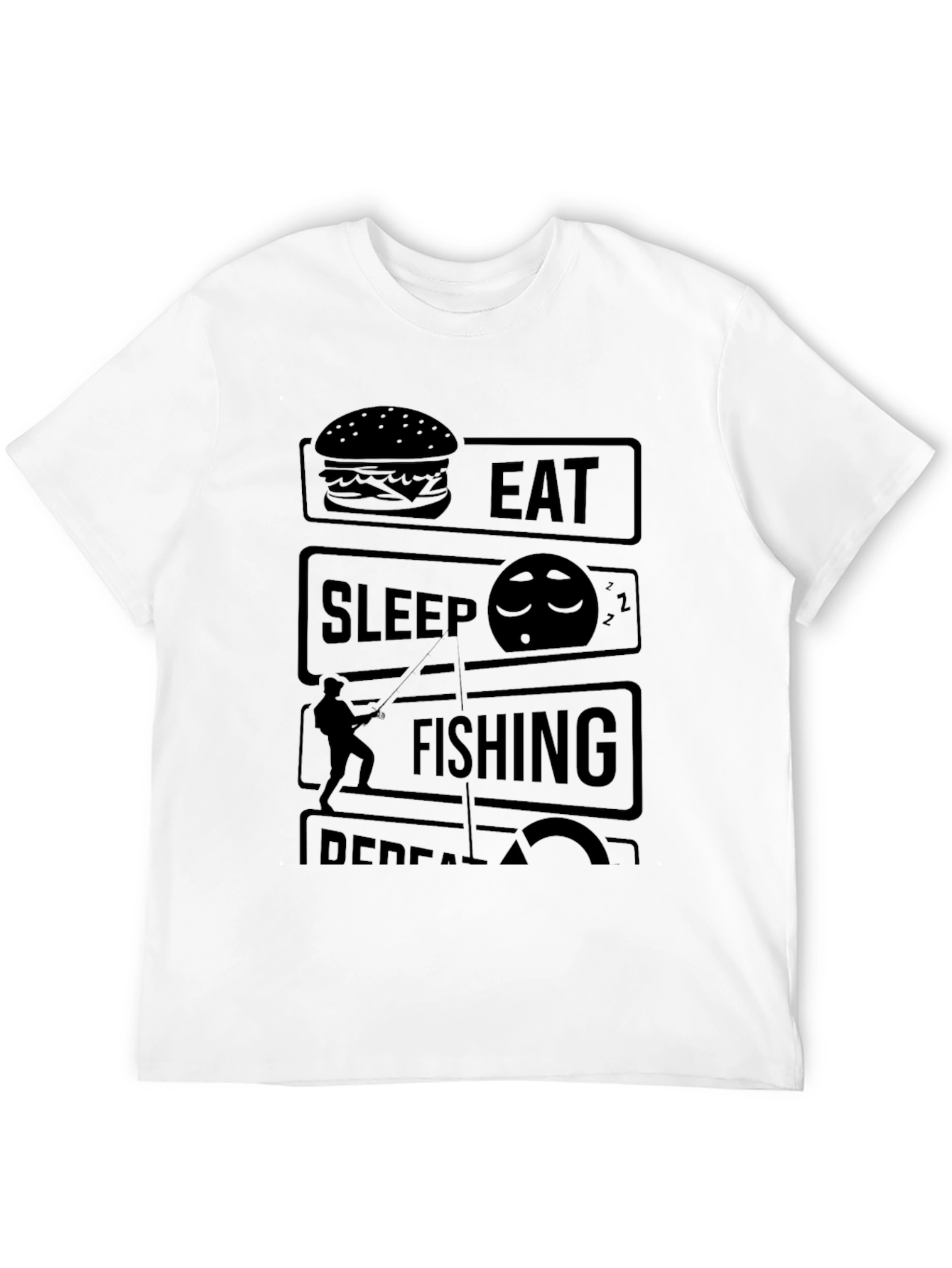 Eat Sleep Fish Repeat Black Graphic Tee