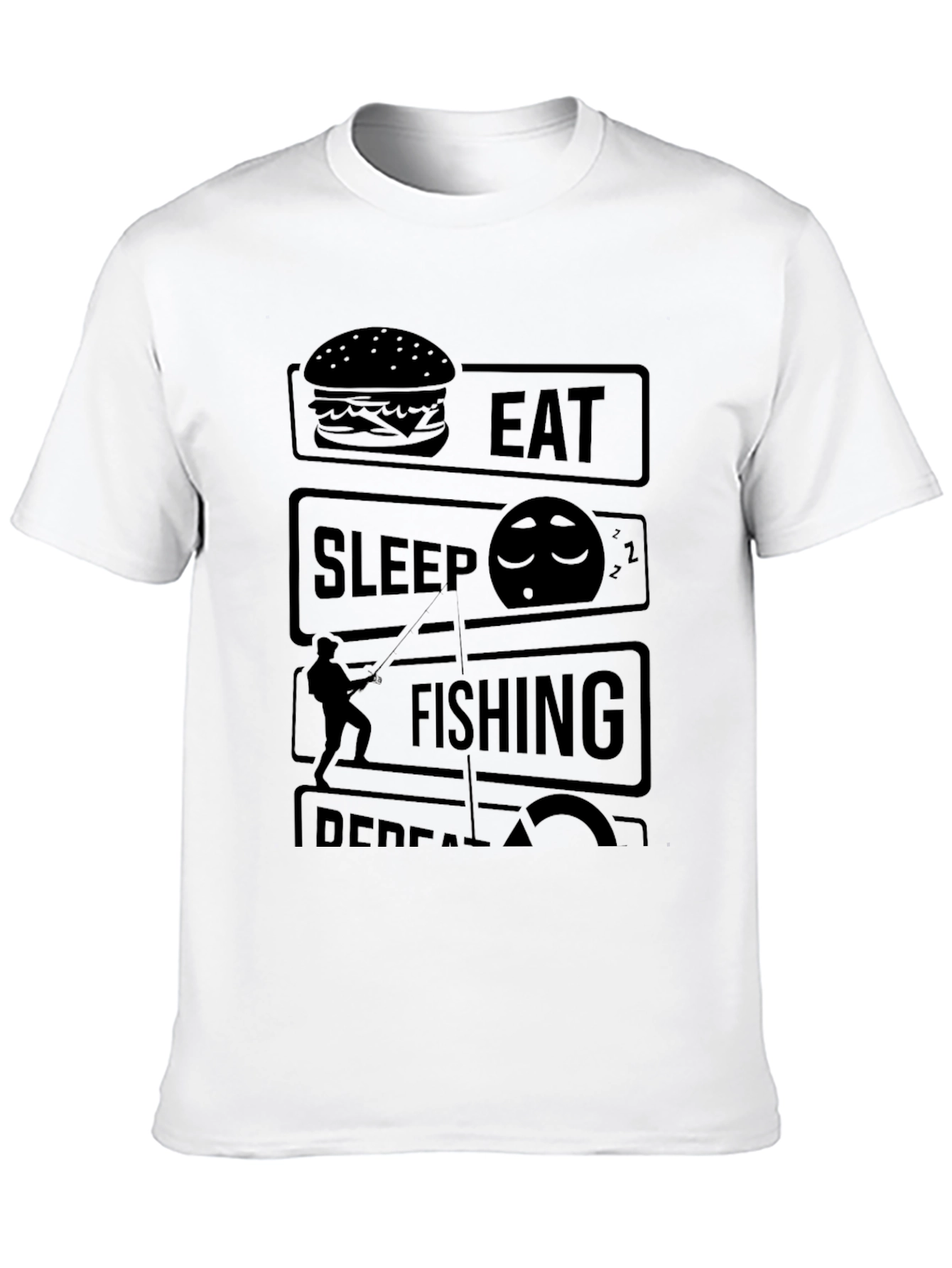 Eat Sleep Fish Repeat Black Graphic Tee