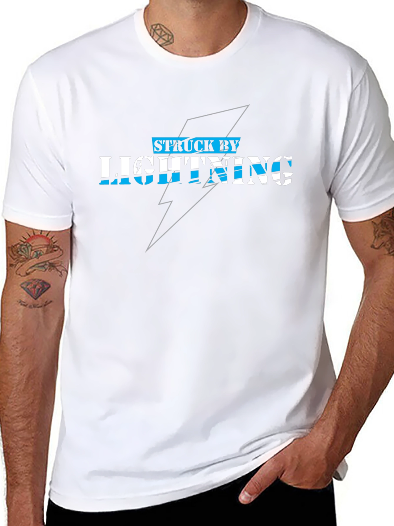 Struck By Lightning Graphic Tee - Black Cotton T-Shirt