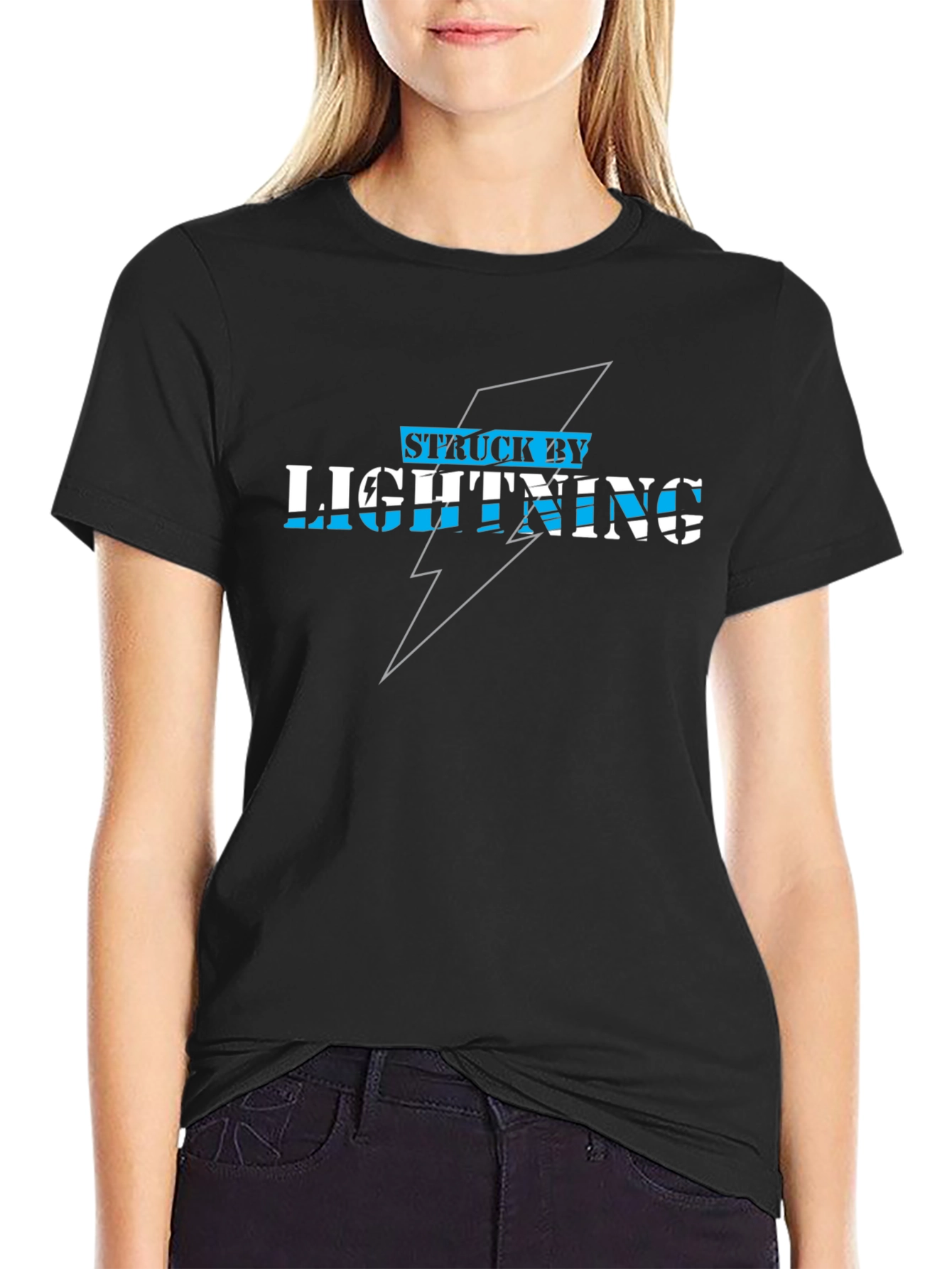 Struck By Lightning Graphic Tee - Black Cotton T-Shirt