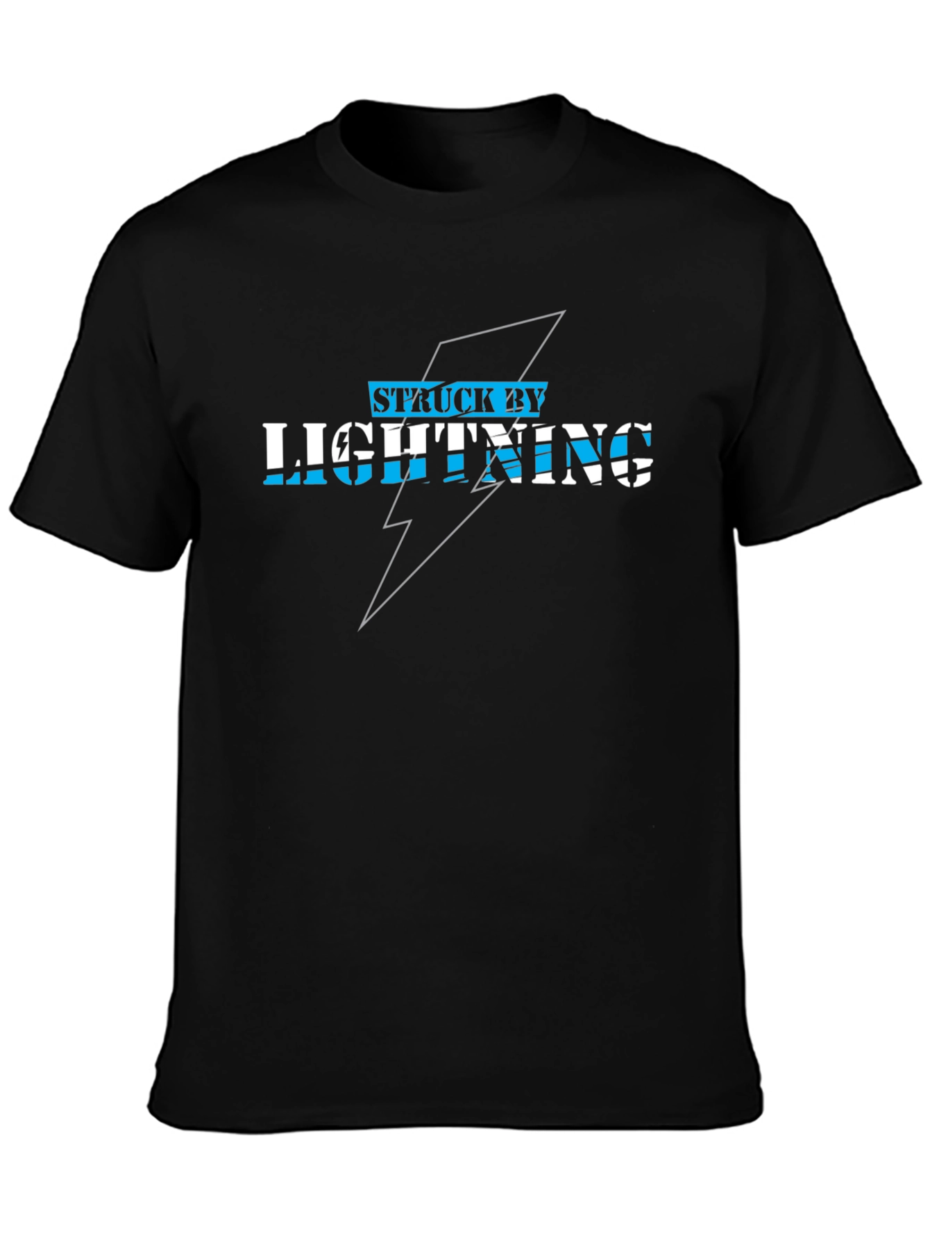 Struck By Lightning Graphic Tee - Black Cotton T-Shirt