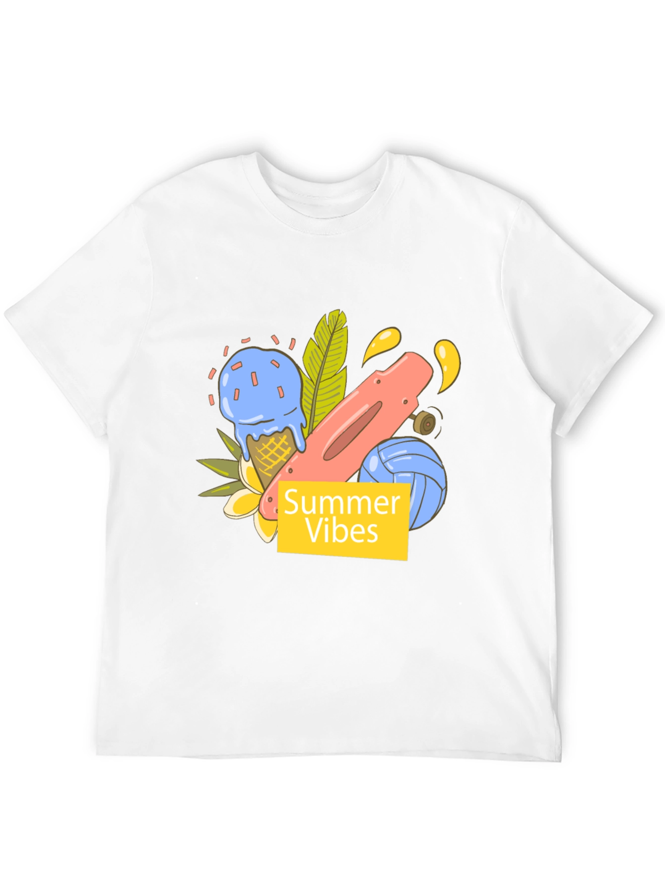 Summer Vibes Graphic Tee - Black Cotton T-Shirt