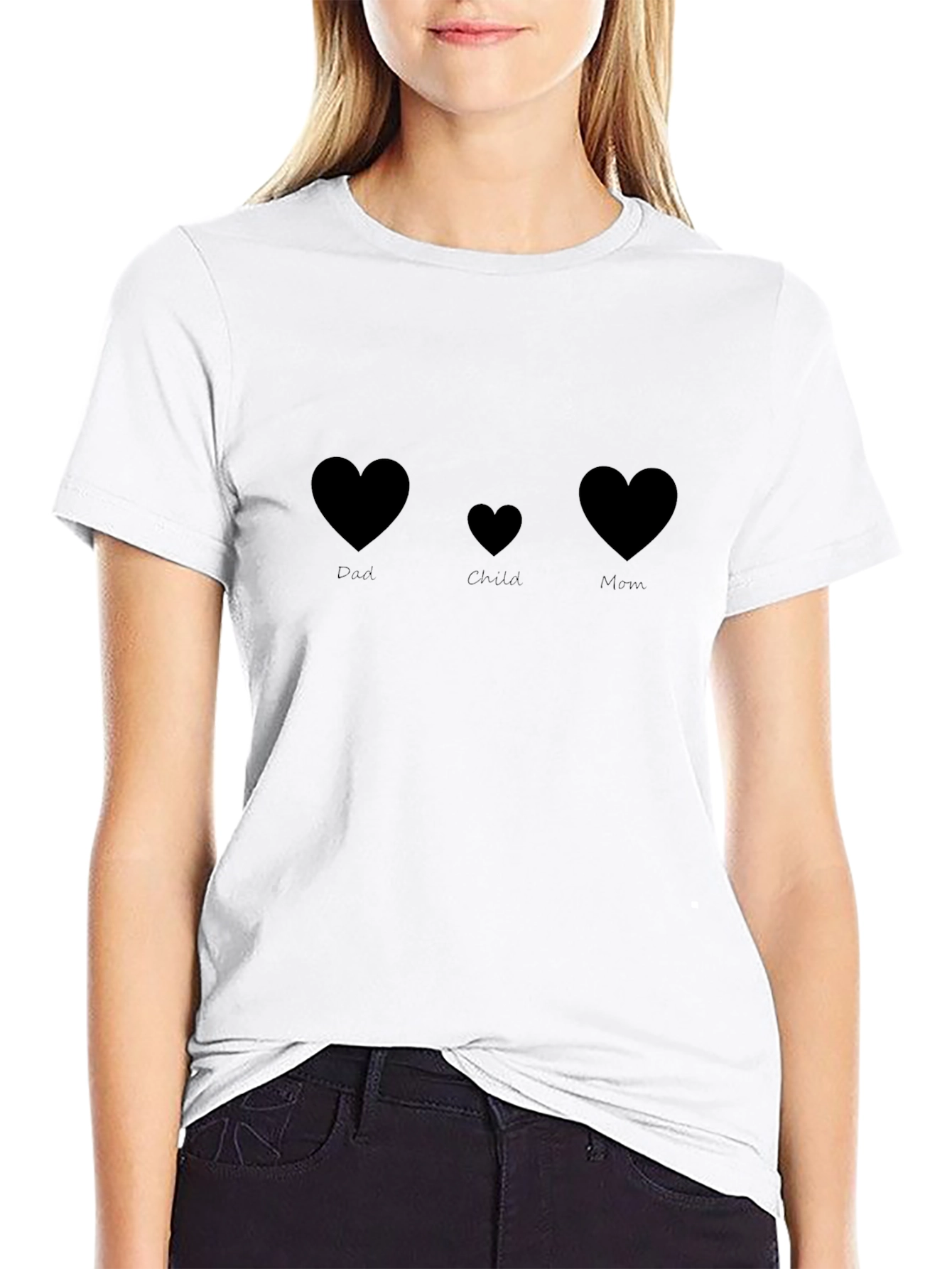 Family Love T-Shirt: Dad Child Mom Hearts