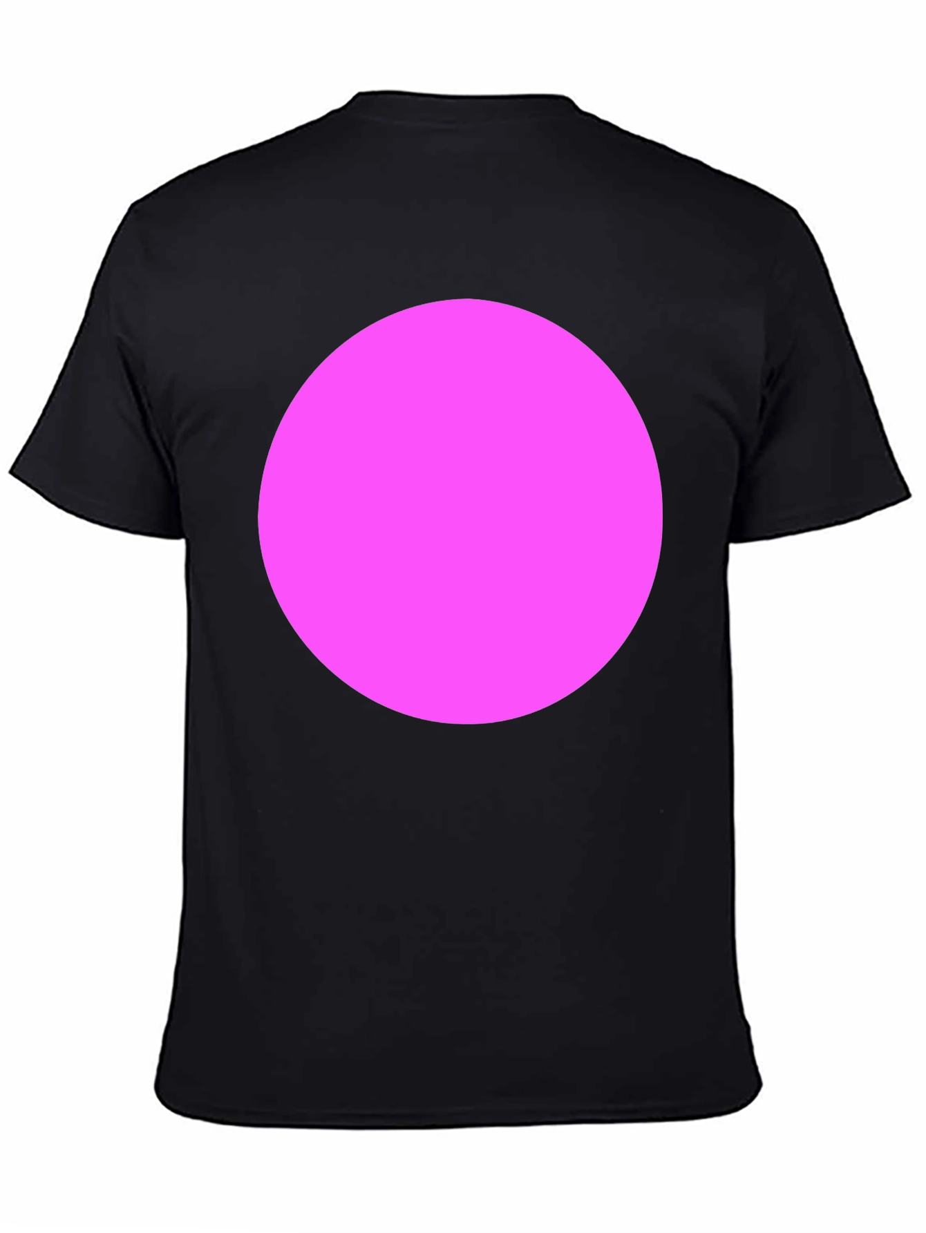 Classic Black Crewneck Tee with Bold Pink Circle