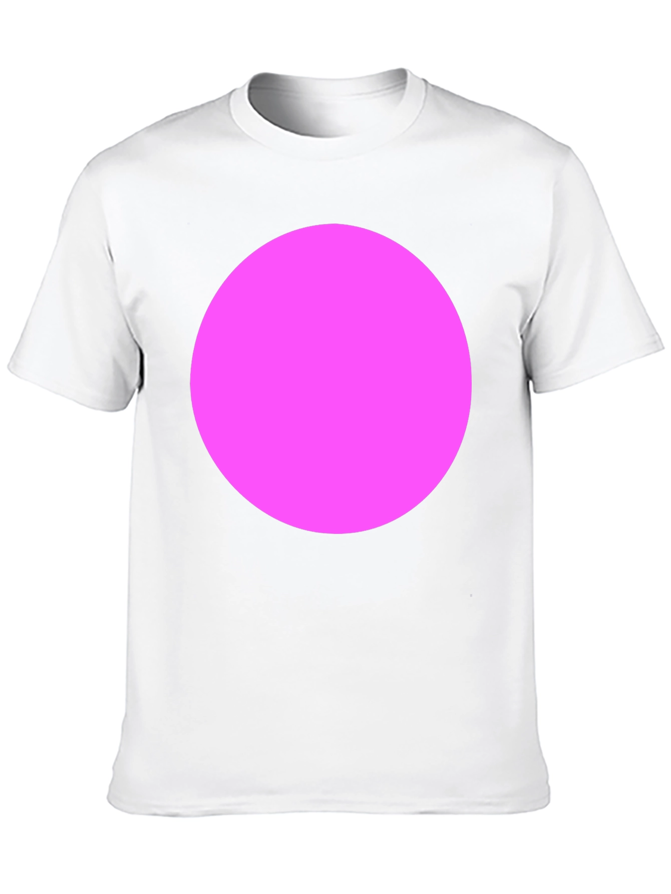 Classic Black Crewneck Tee with Bold Pink Circle