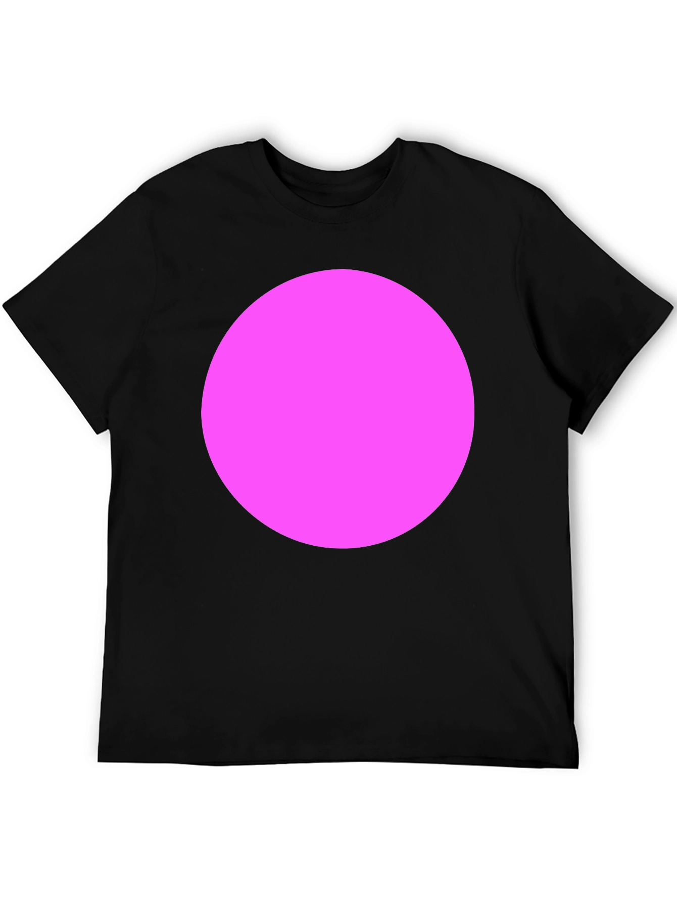 Classic Black Crewneck Tee with Bold Pink Circle
