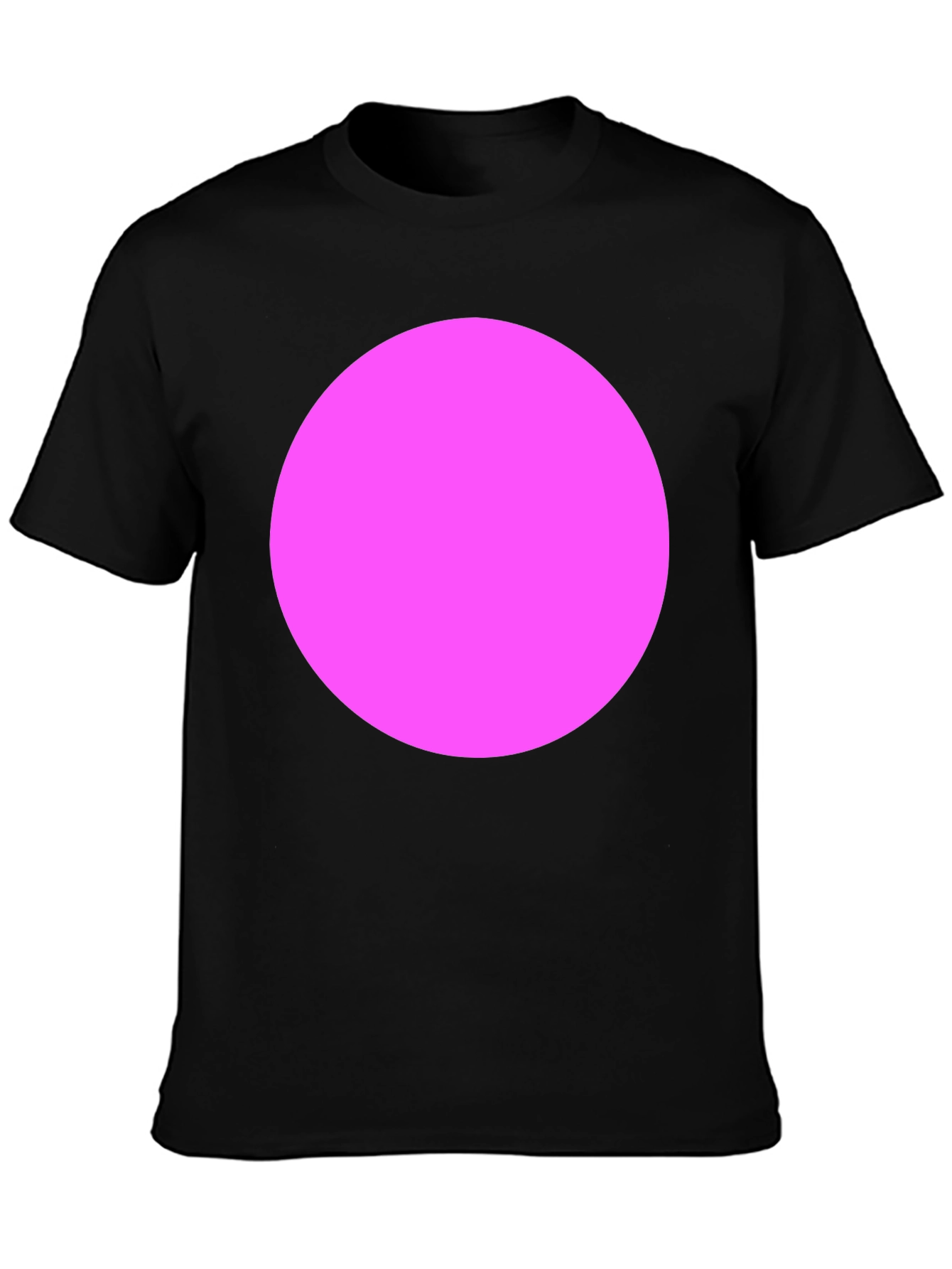 Classic Black Crewneck Tee with Bold Pink Circle