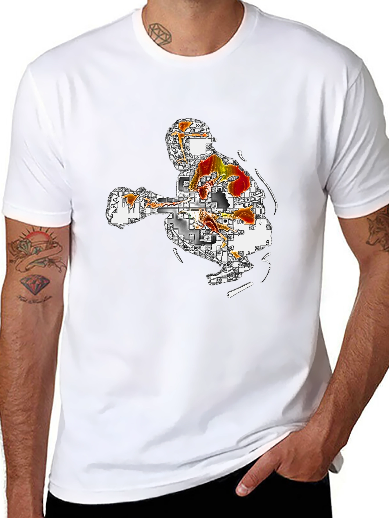 Abstract Art Graphic Tee - Black Casual T-Shirt