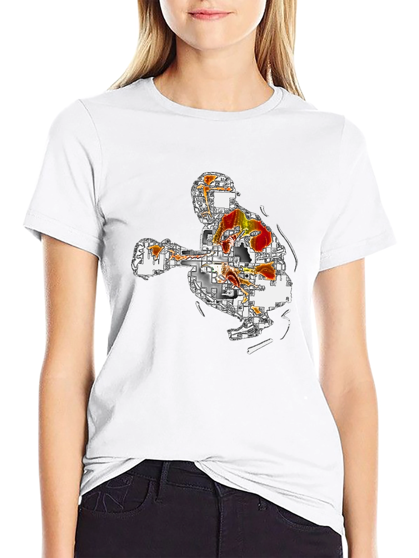 Abstract Art Graphic Tee - Black Casual T-Shirt