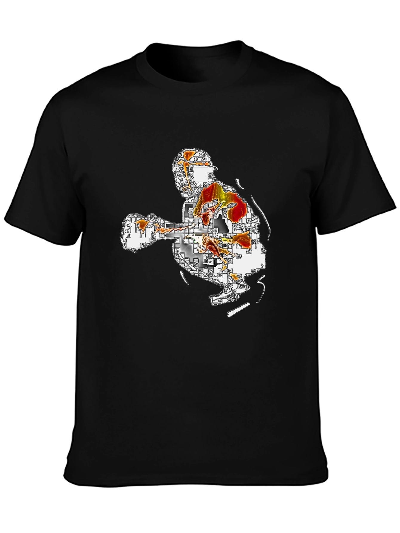 Abstract Art Graphic Tee - Black Casual T-Shirt