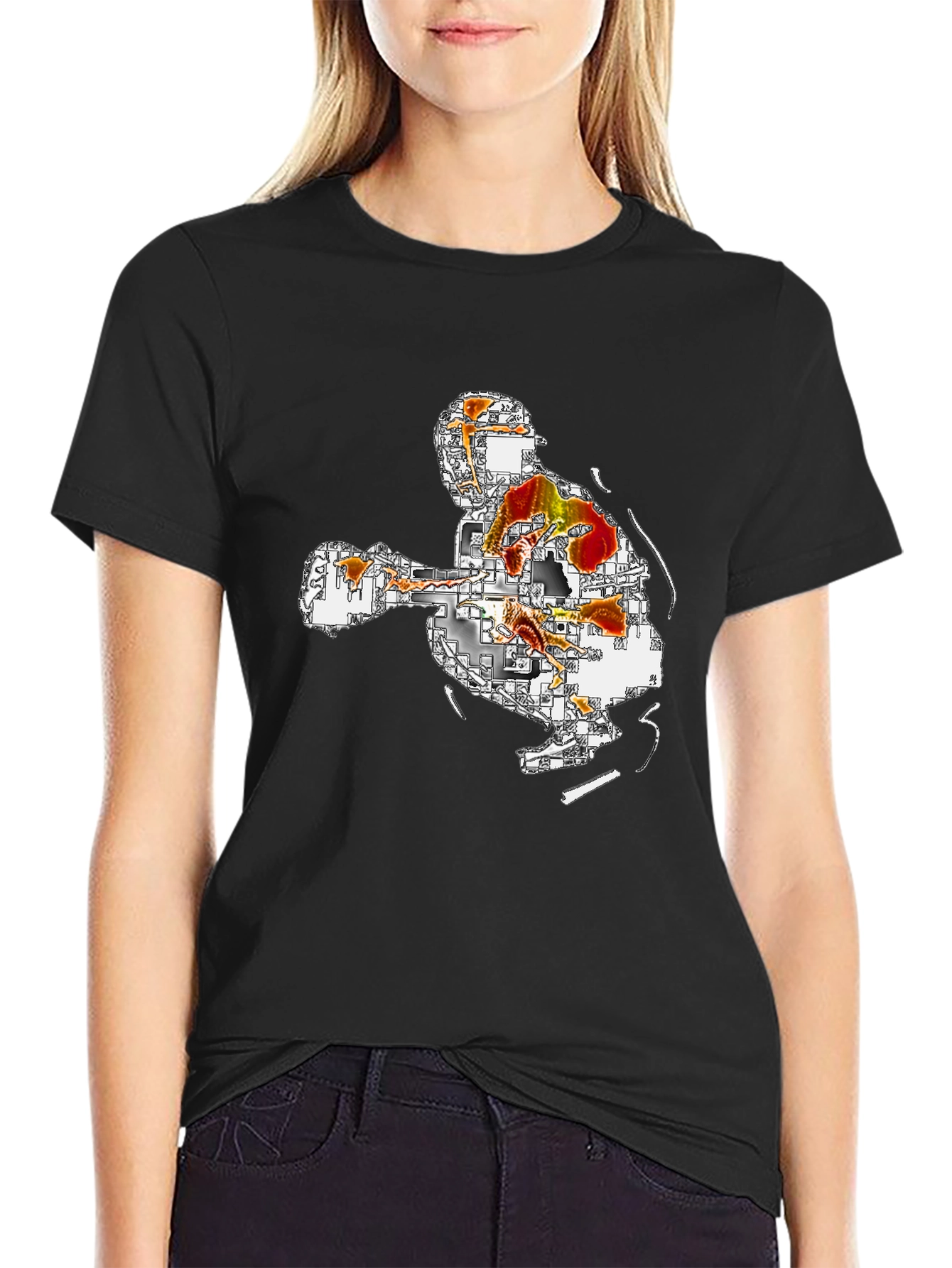 Abstract Art Graphic Tee - Black Casual T-Shirt